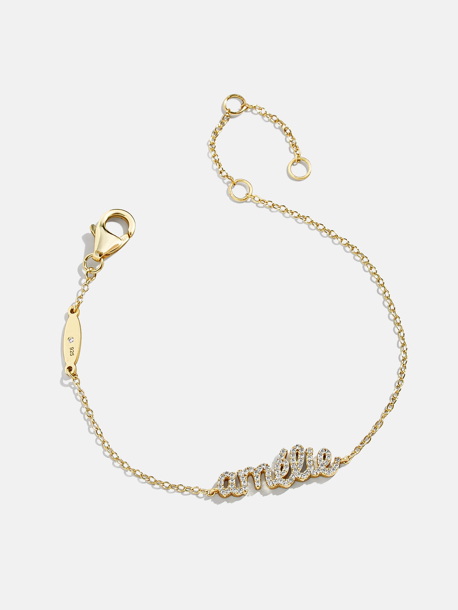 18K Gold Pav?? Custom Nameplate Bracelet - 18K Gold. Pav?? Cubic Zirconia Stones - Image 3