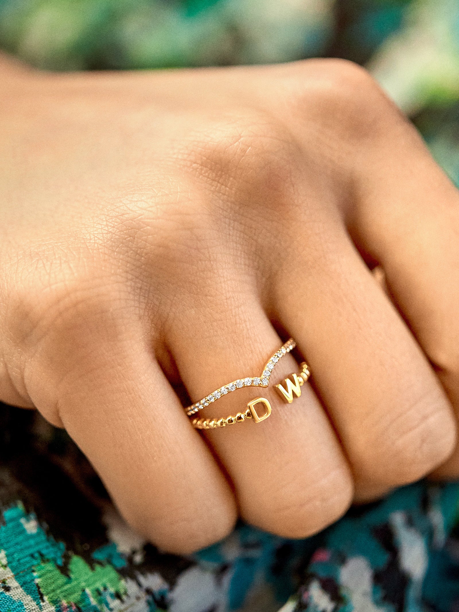 18K Gold Custom Initial Ring - Gold - Image 2