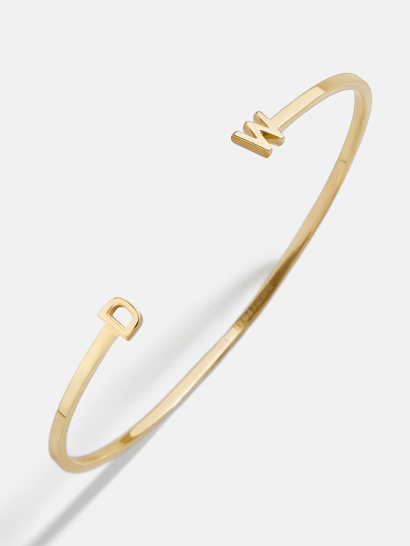 18K Gold Double Initial Custom Cuff Bracelet - Gold/Pav?? - Image 3