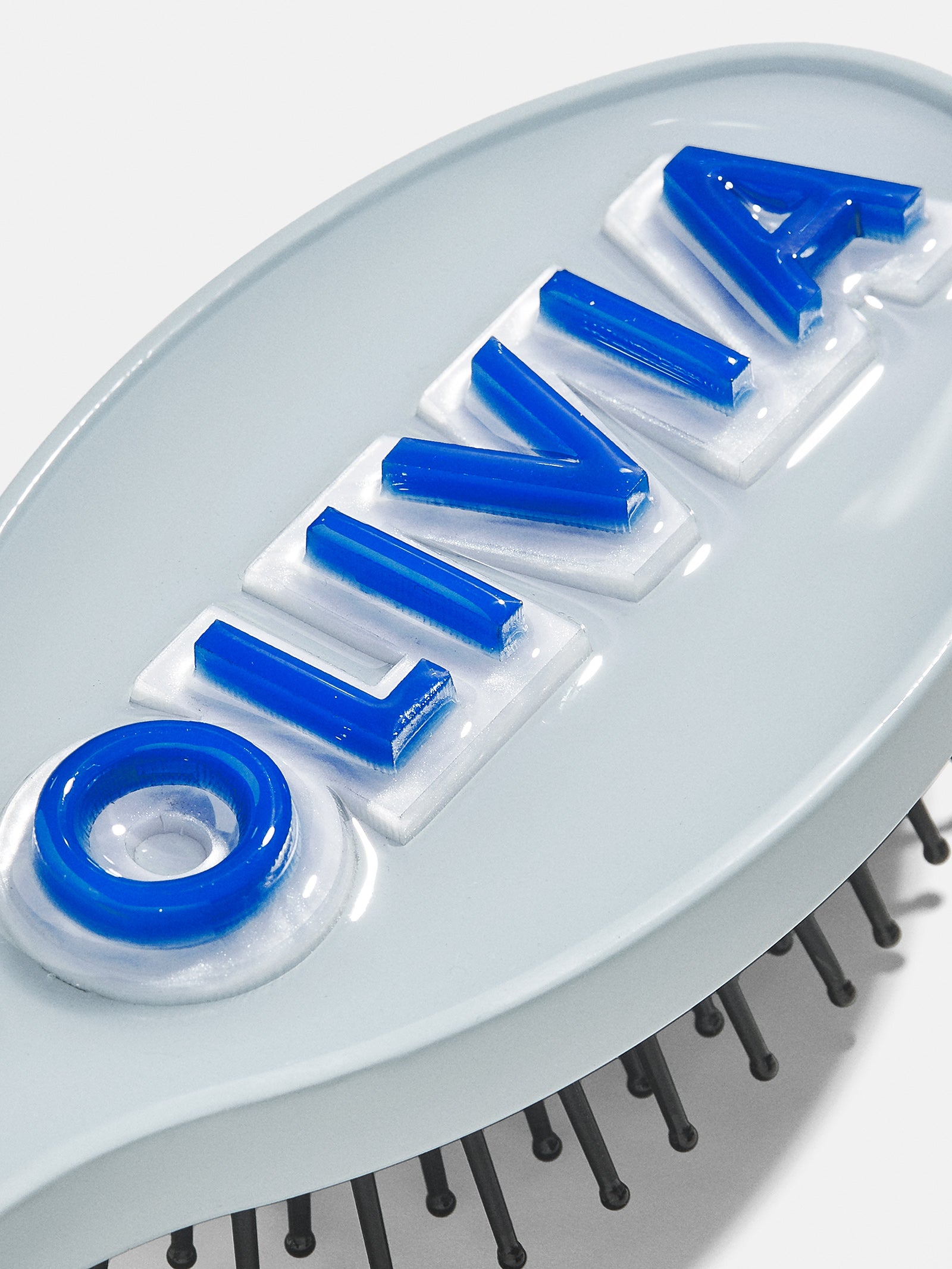 Mini Block Font Custom Hair Brush - Pale Blue/Cobalt Blue - Image 4