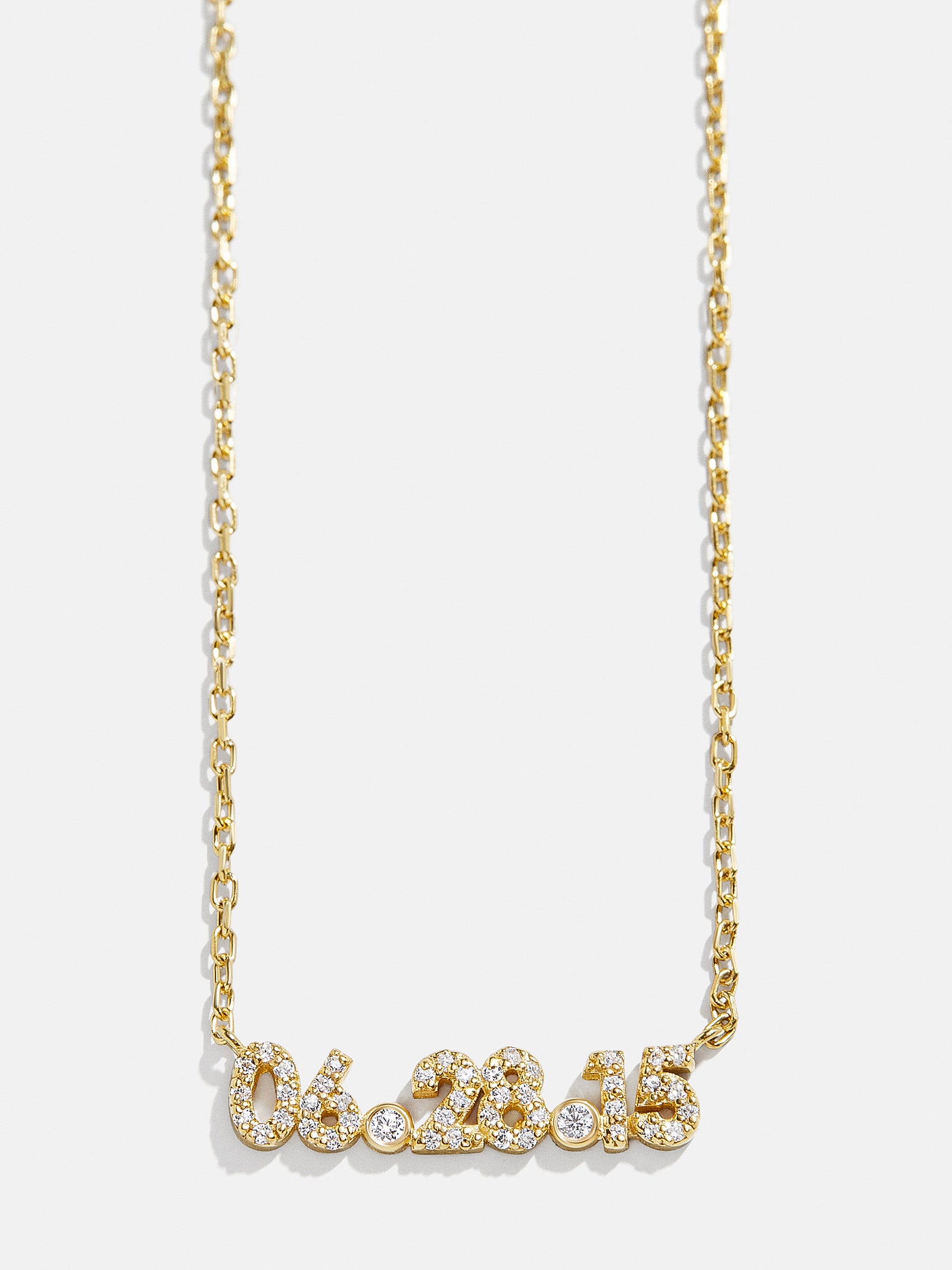 18K Gold Pavé Custom Number Necklace - 18K Gold. Pavé Cubic Zirconia Stones
