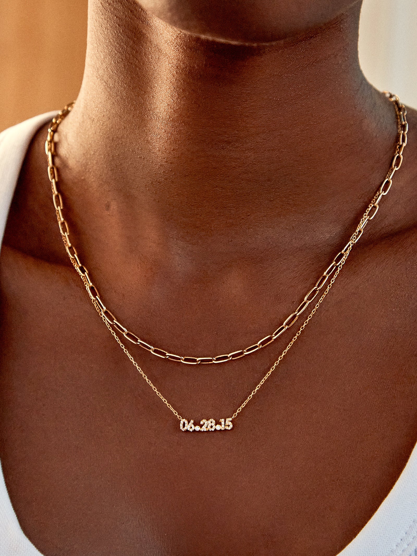 18K Gold Pavé Custom Number Necklace - 18K Gold. Pavé Cubic Zirconia Stones - Image 2