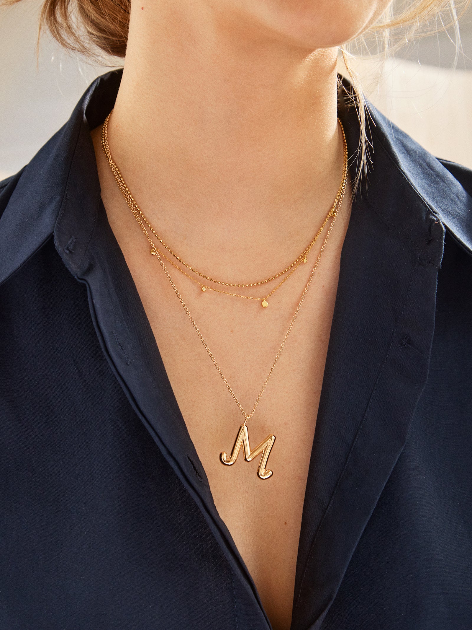 Bubble Script Initial Necklace - Bubble Script - Image 2