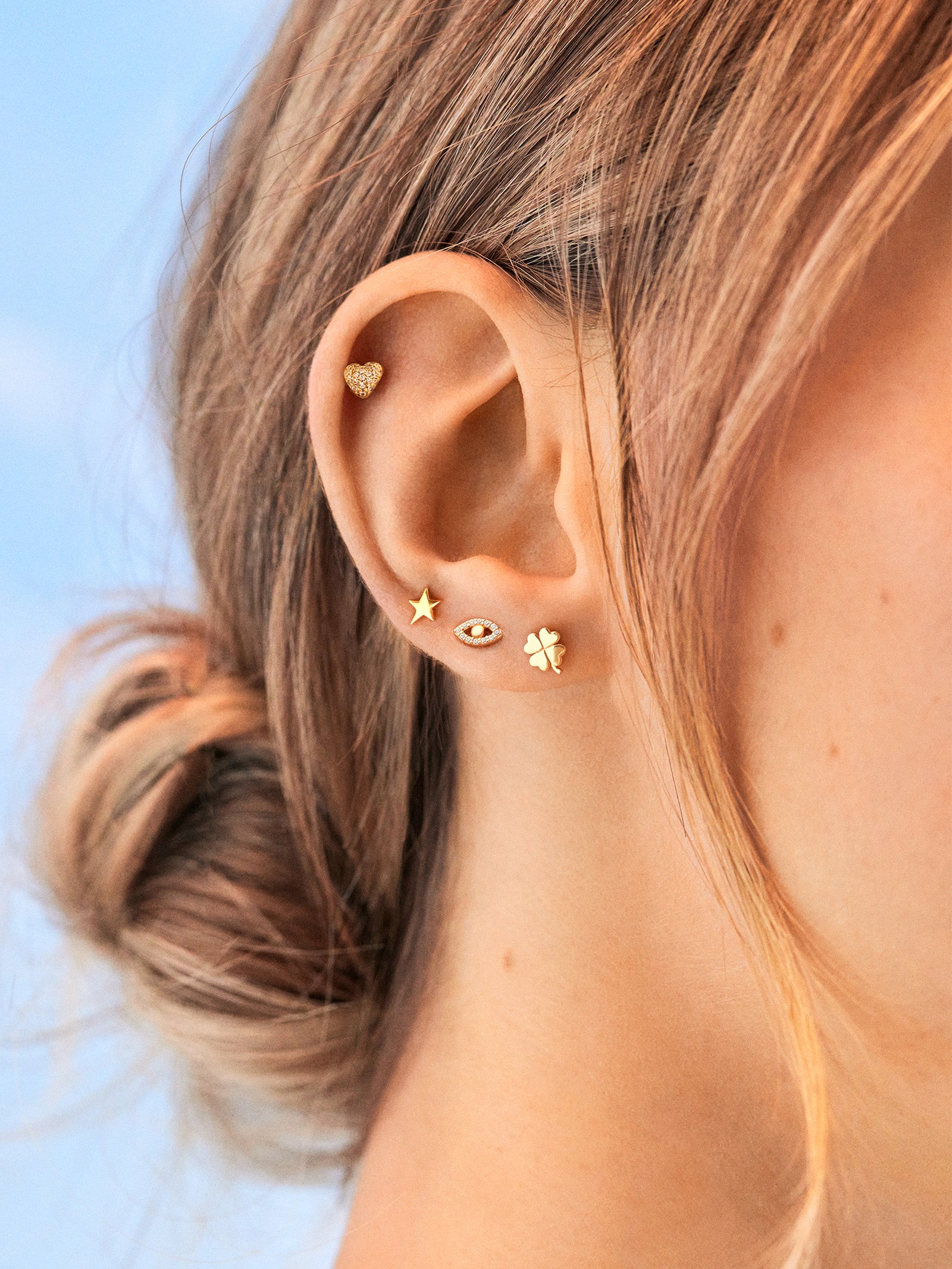 18K Gold Celestial Delicate Stud - Star - Image 2