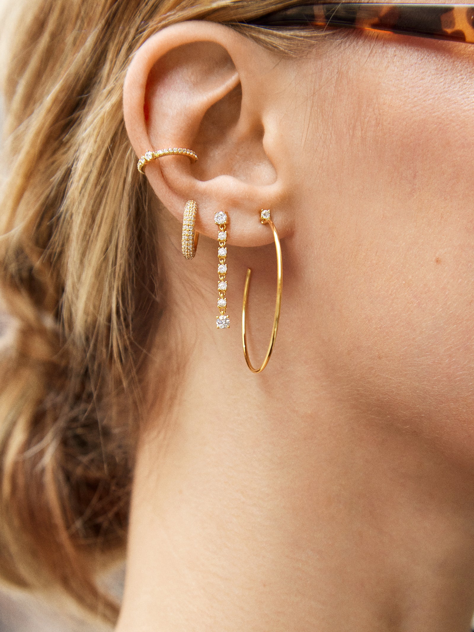 Leighton 18K Gold Earring Set - Gold/Pav?? - Image 2