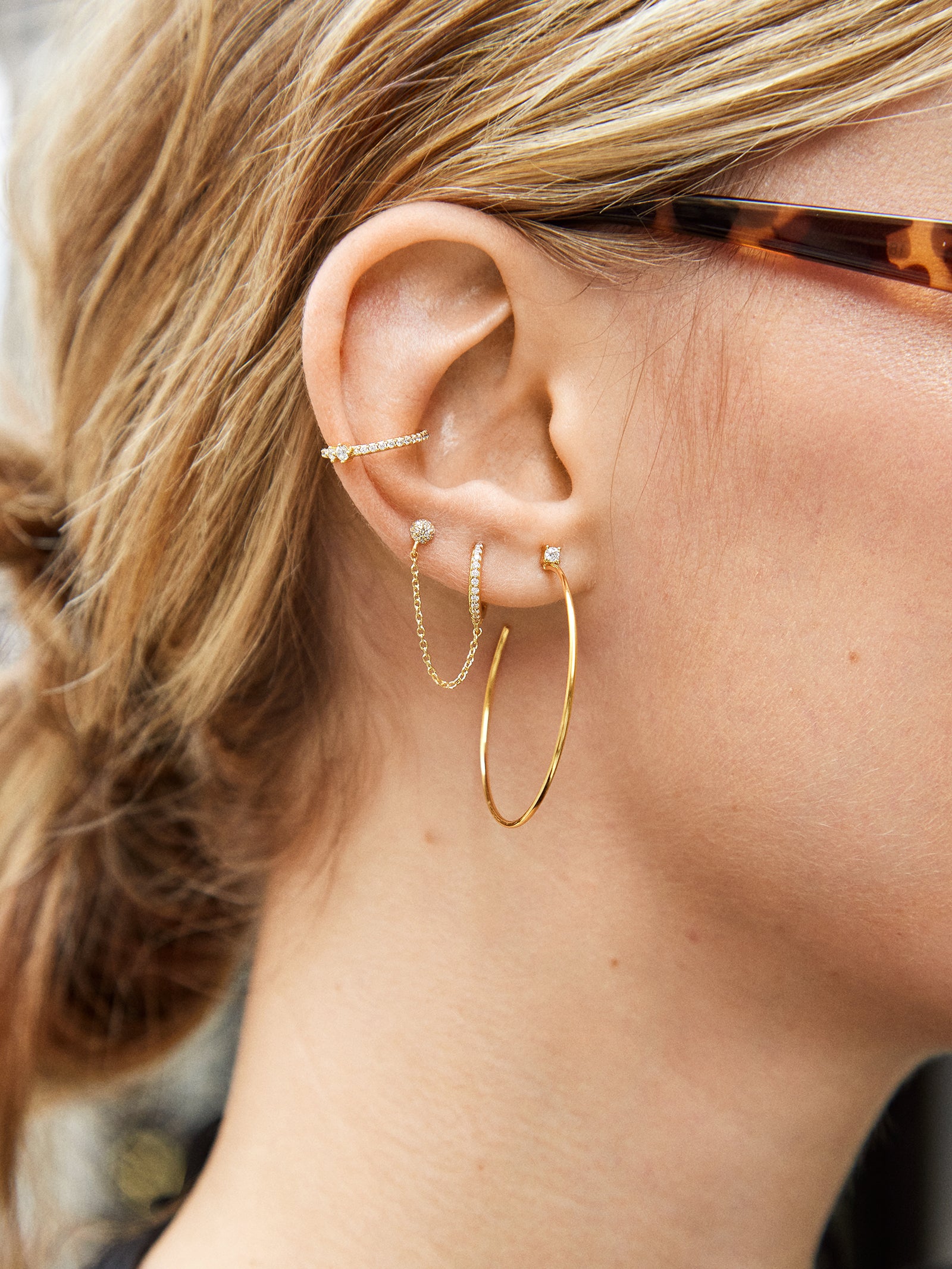Leighton 18K Gold Earring Set - Gold/Pav?? - Image 3