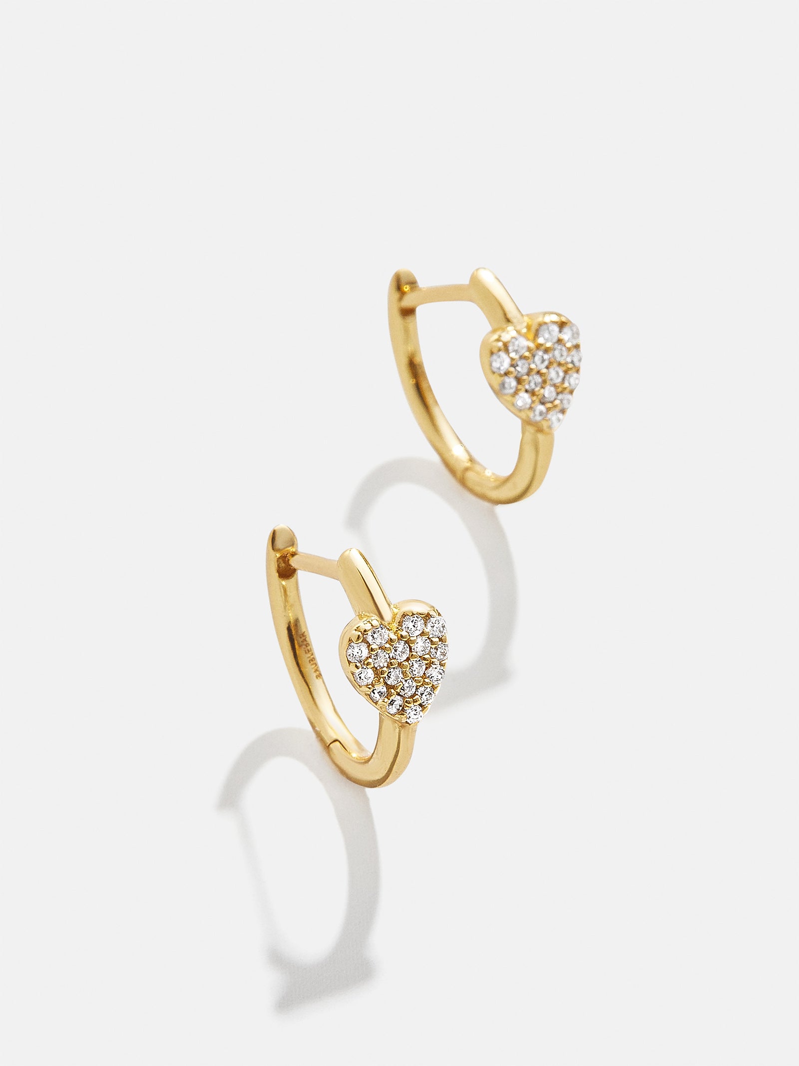 Little Hearts Big Feelings 18K Gold Kids' Huggie Earrings - Gold/Pav??