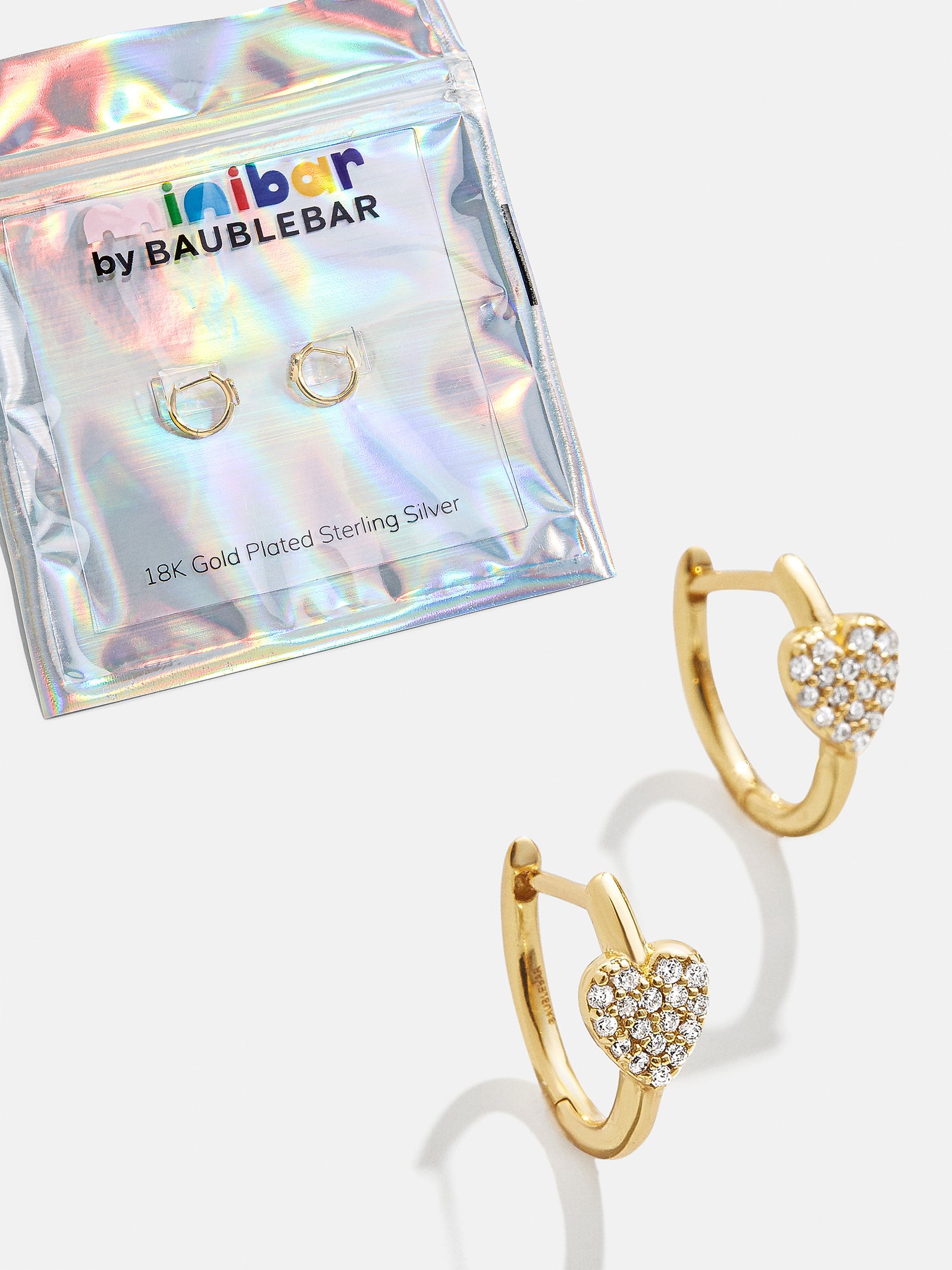 Little Hearts Big Feelings 18K Gold Kids' Huggie Earrings - Gold/Pav?? - Image 3