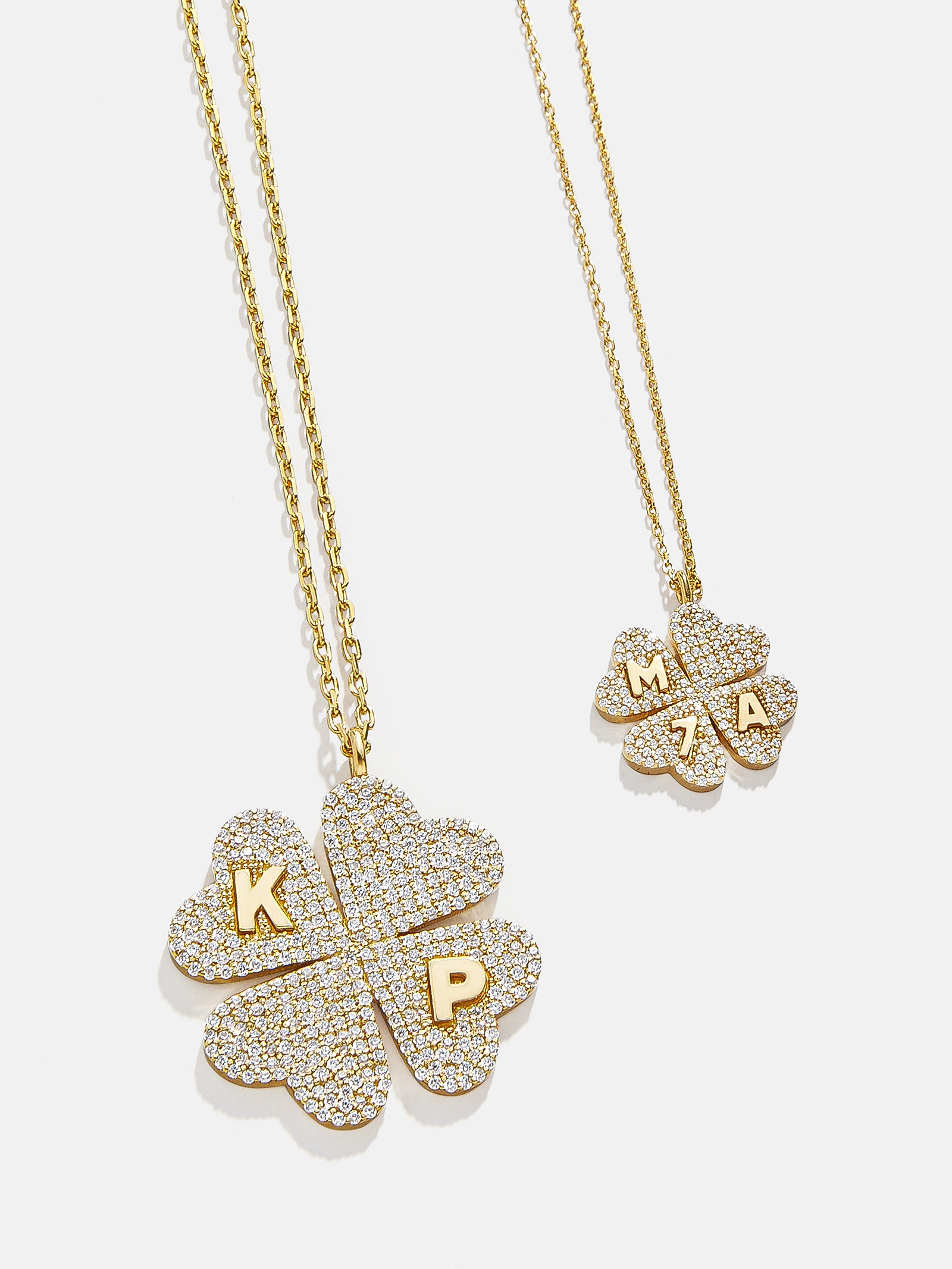 Clover 18K Gold Custom Pendant Necklace - 18K Gold. Pav?? Cubic Zirconia Stones