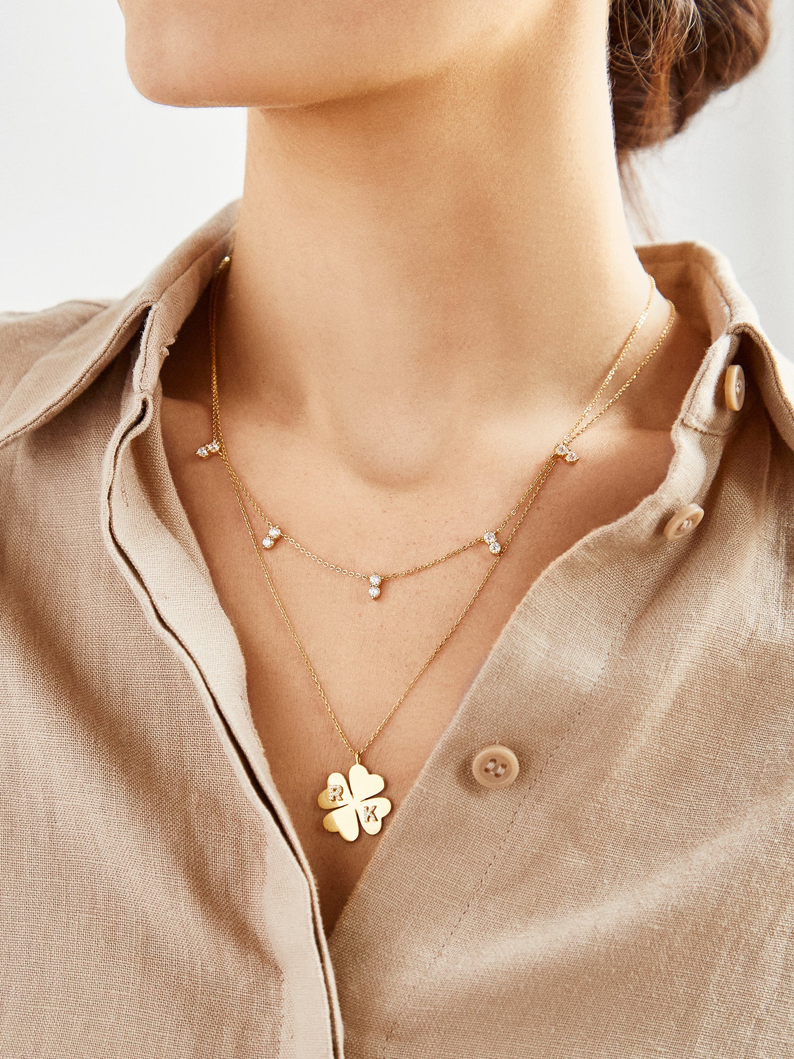 Clover 18K Gold Custom Pendant Necklace - 18K Gold - Image 3