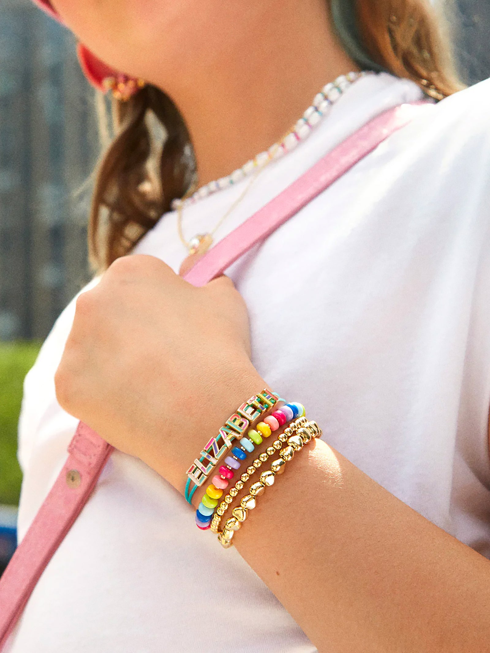 Kids' Custom Cord Bracelet - Aqua - Image 2
