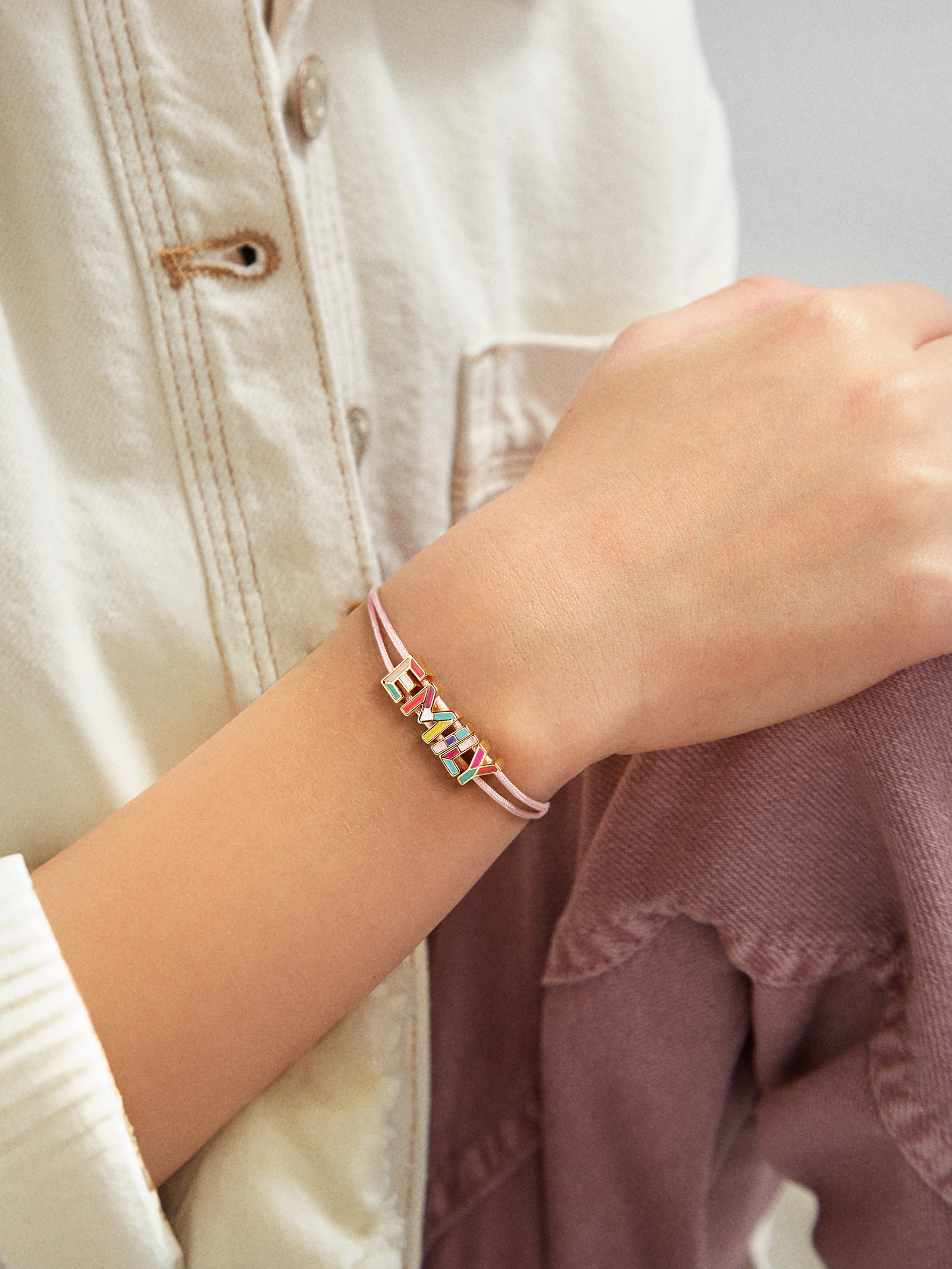 Kids' Custom Cord Bracelet - Pink - Image 2