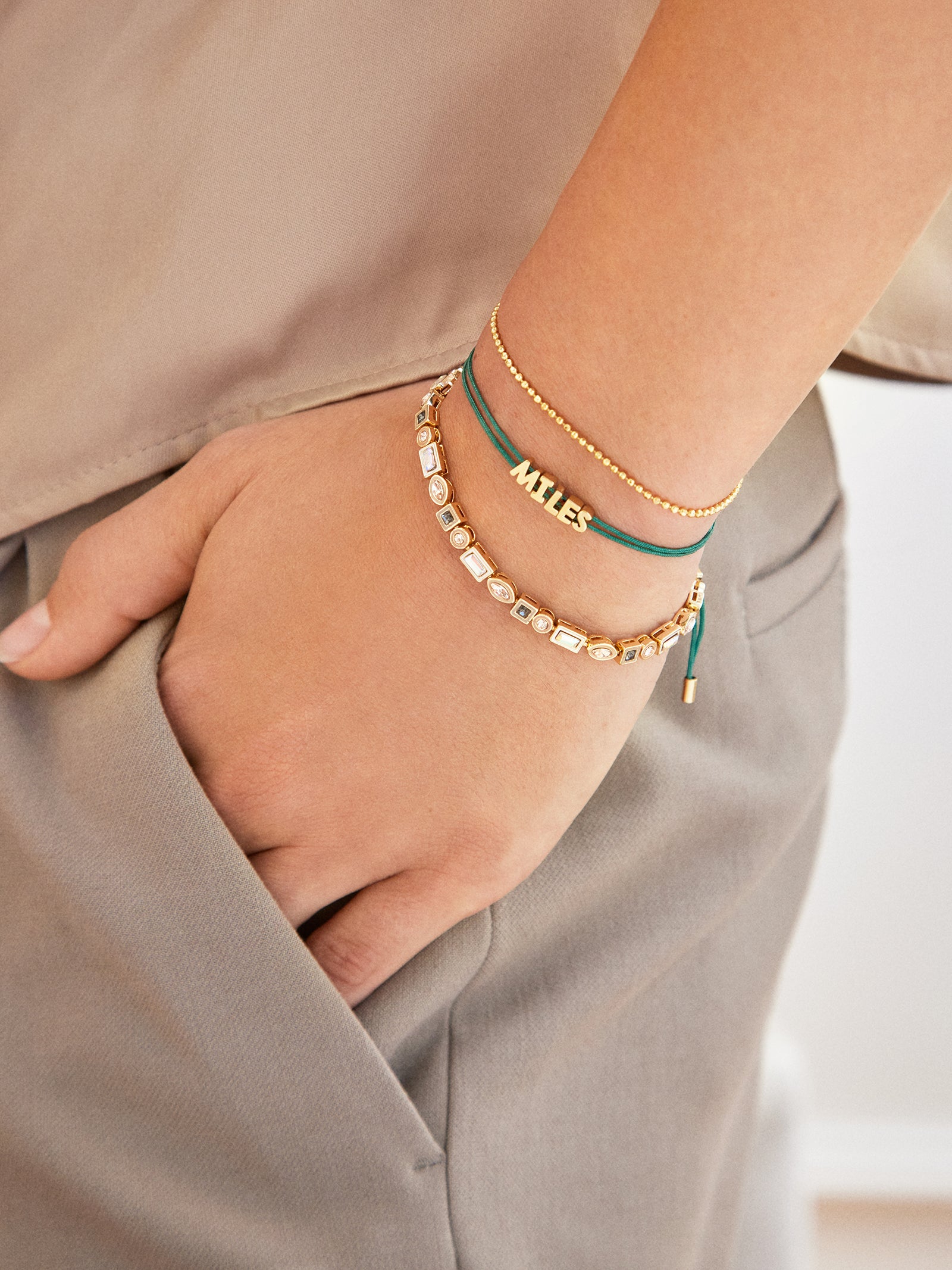 Custom Cord Bracelet - Dark Green - Image 2