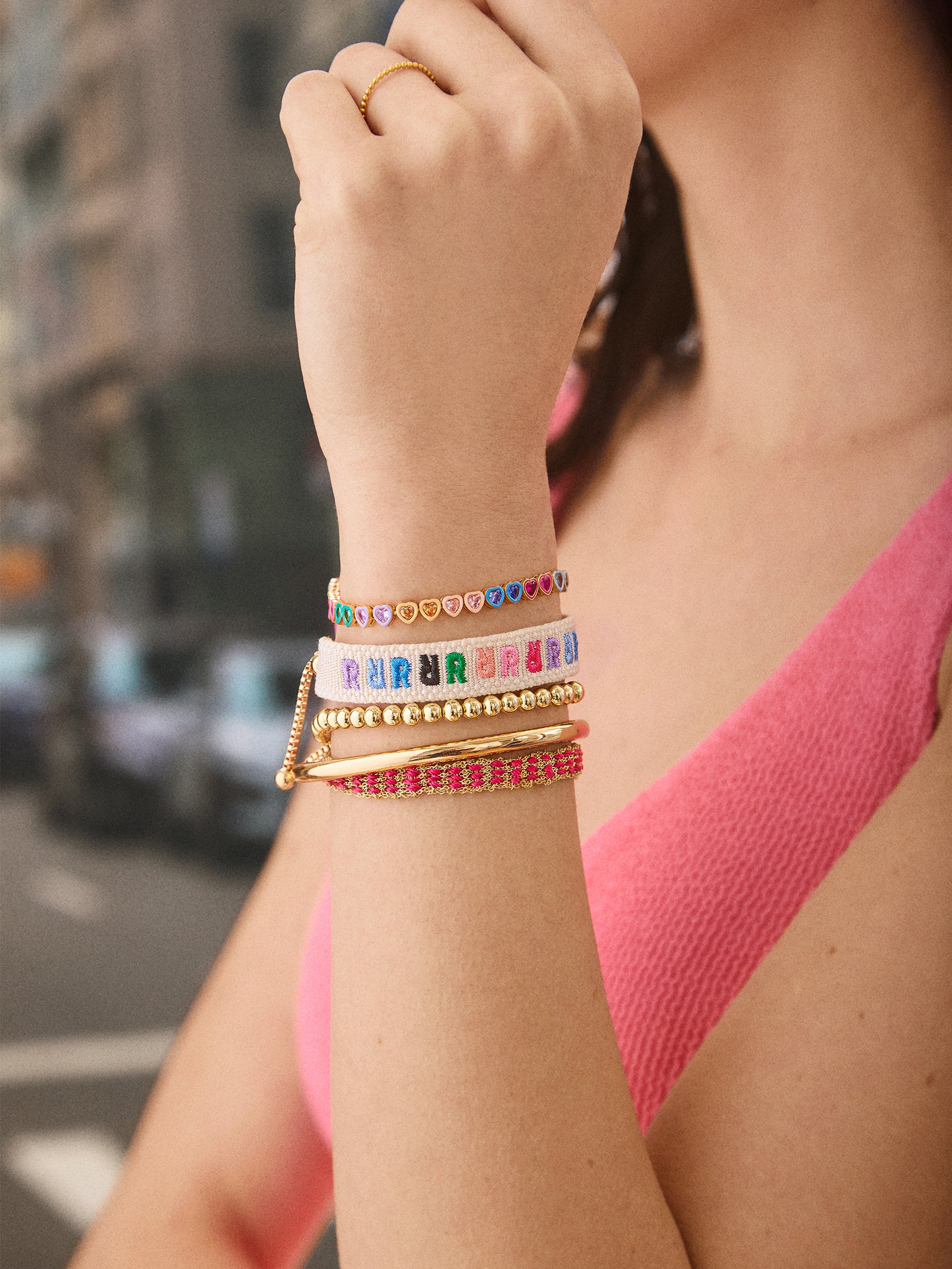 Initial Woven Friendship Bracelet - Multi - Image 2