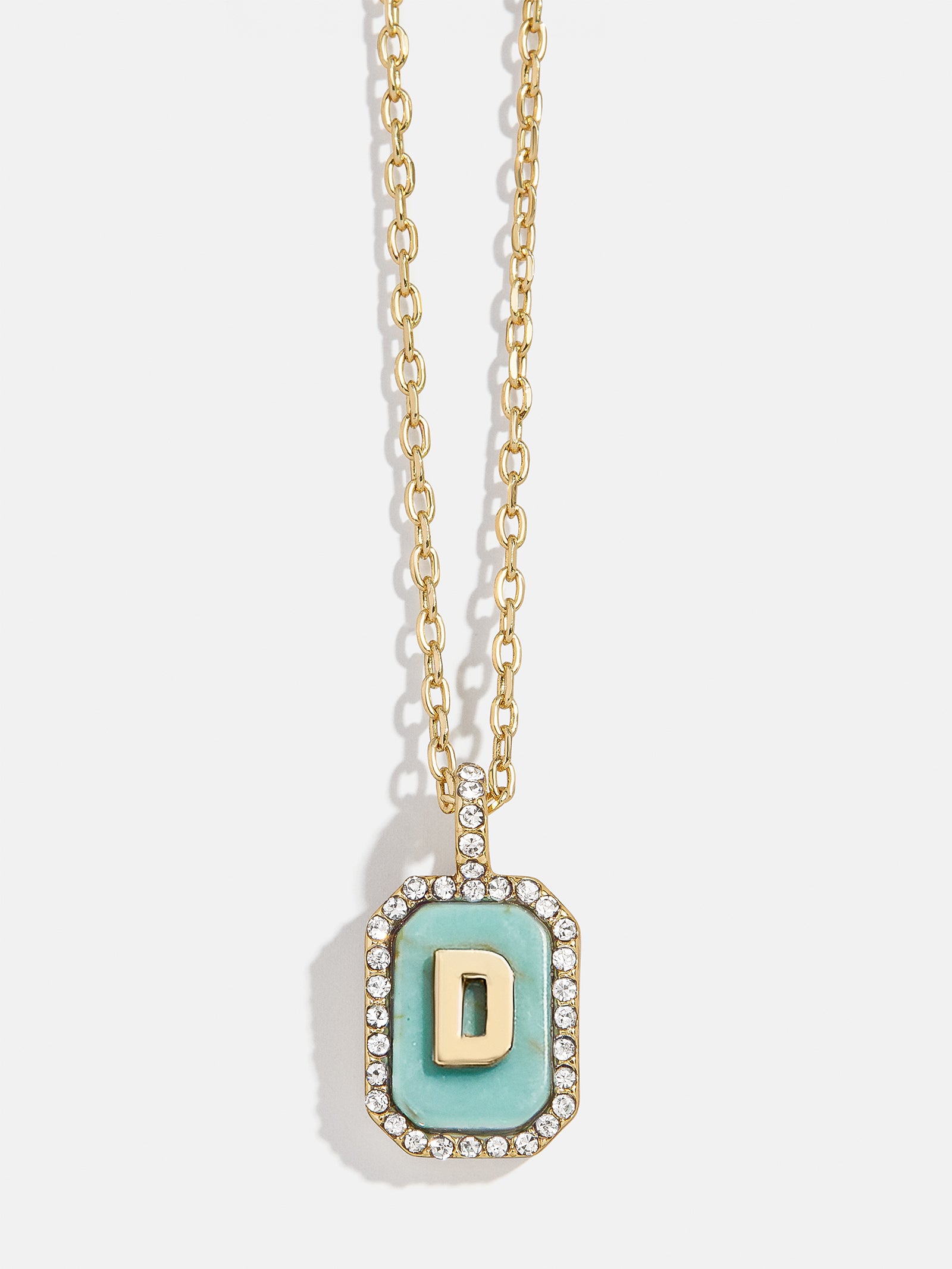 Gold & Turquoise Initial Necklace - Turquoise Stone - Image 6