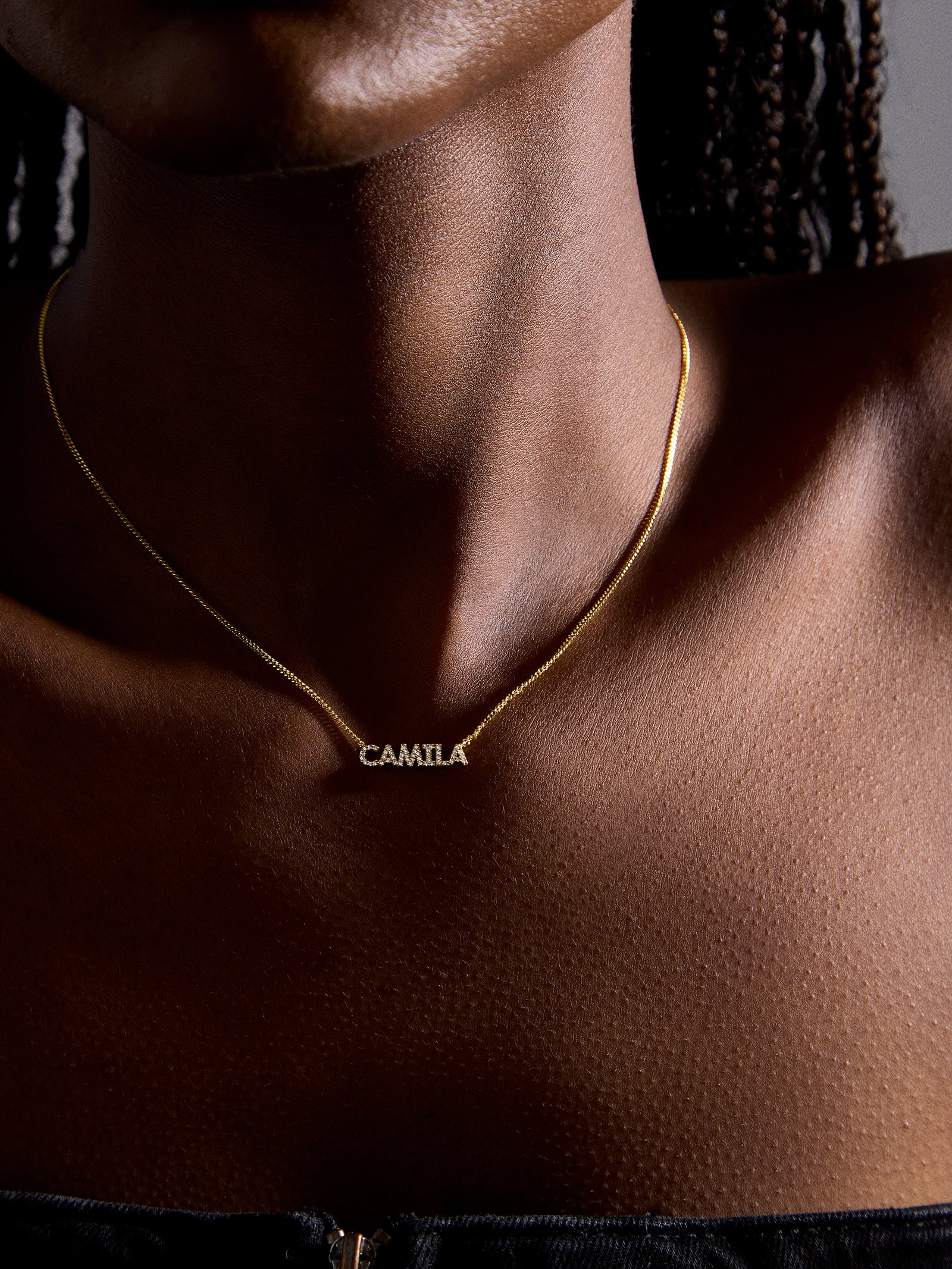 18K Gold Custom Nameplate Necklace - Mini Block - Image 8