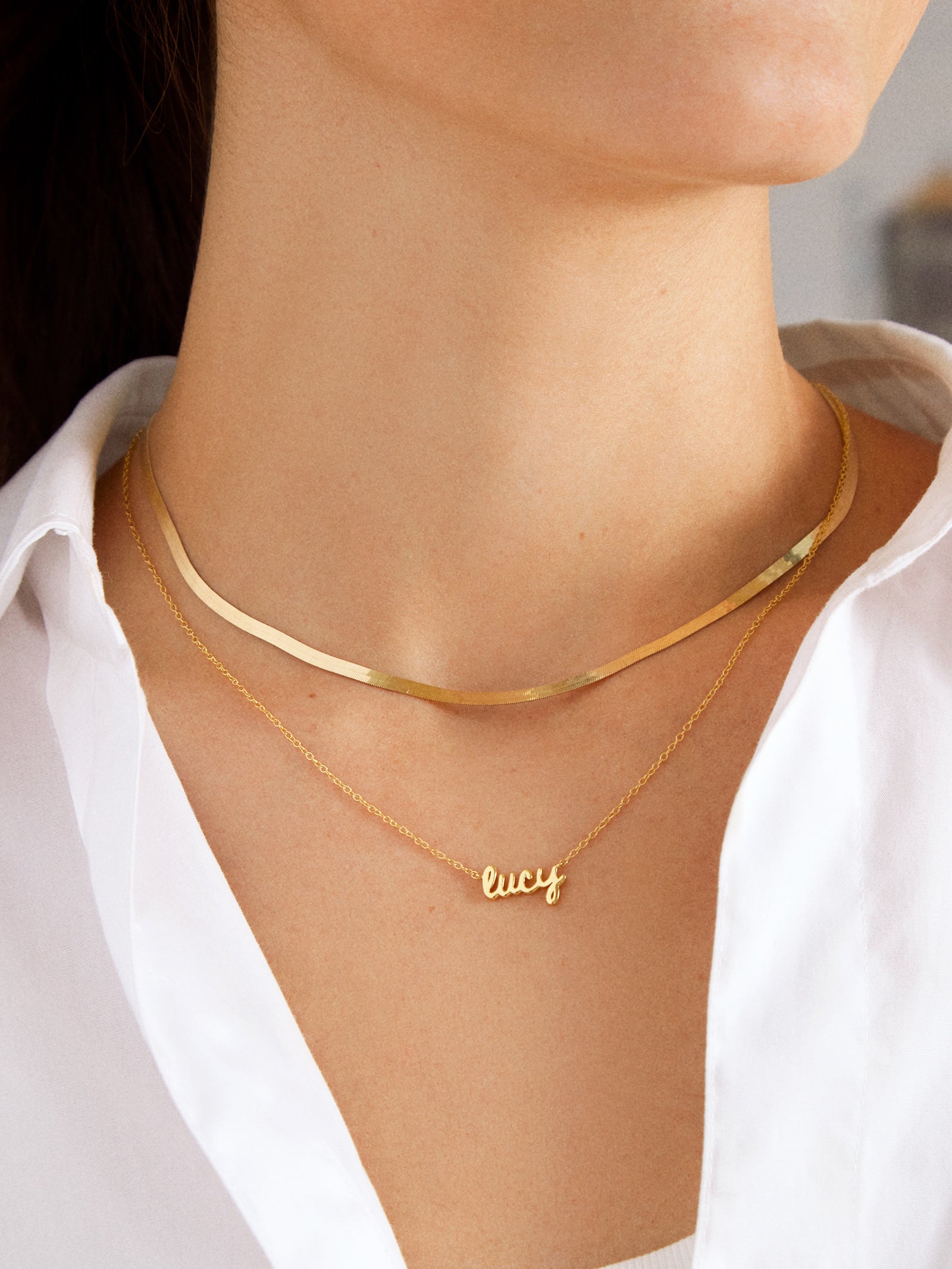 18K Gold Custom Nameplate Necklace - Mini Script - Image 8