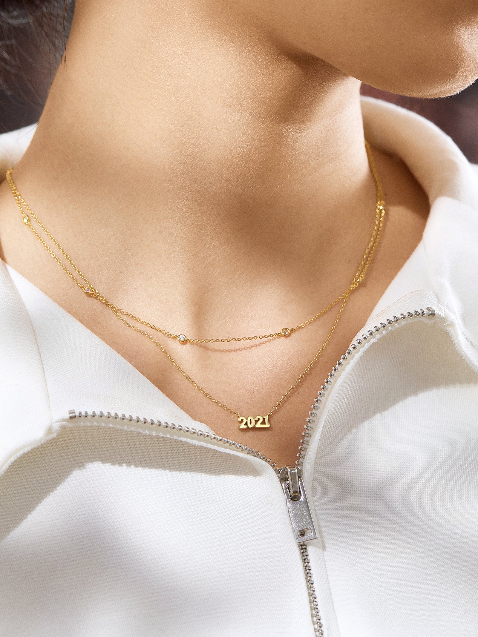 18K Gold Block Font Custom Number Necklace - Block Font Numbers - Image 3