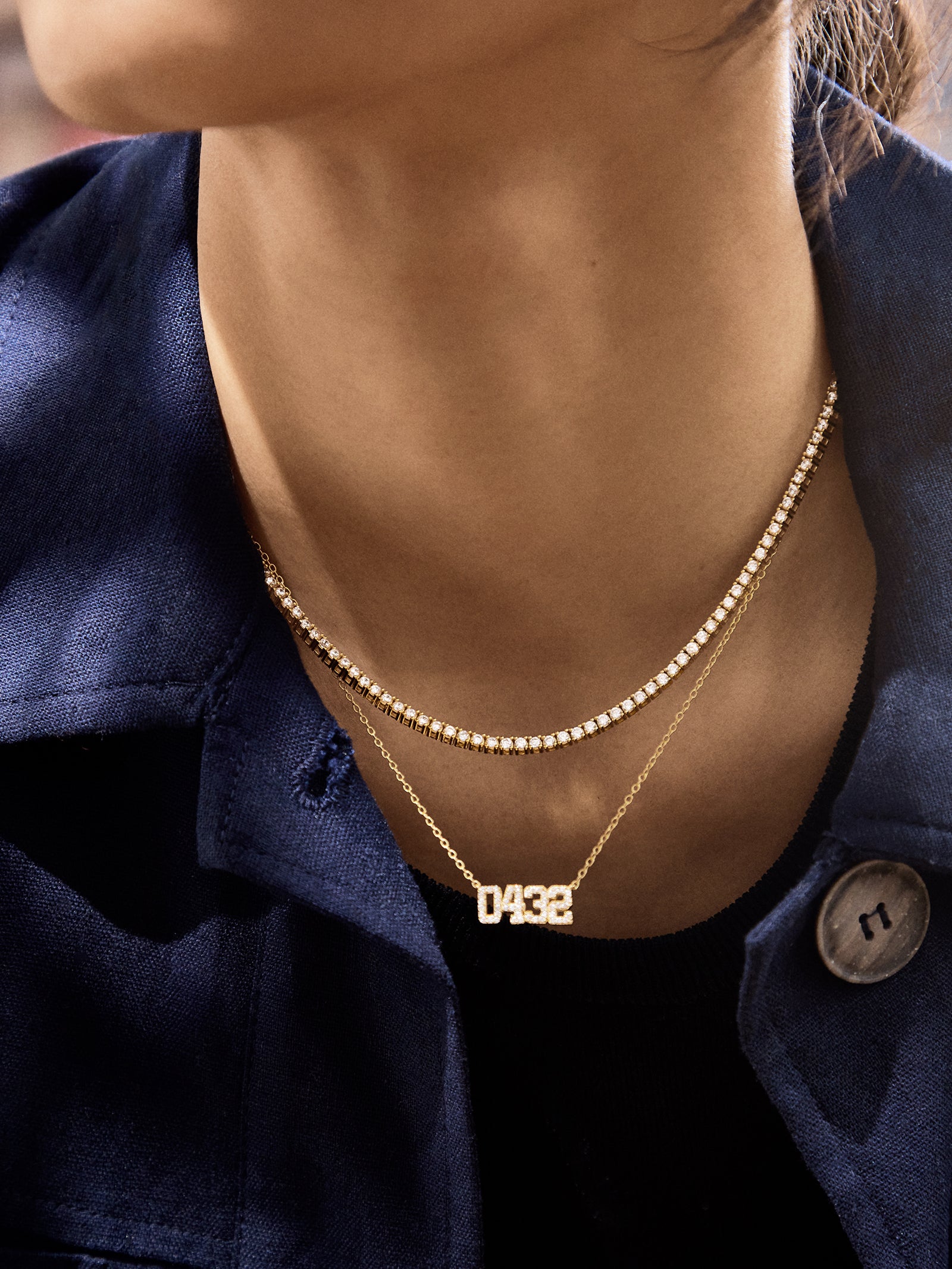 18K Gold Varsity Font Custom Number Necklace - Varsity Font Numbers - Image 6