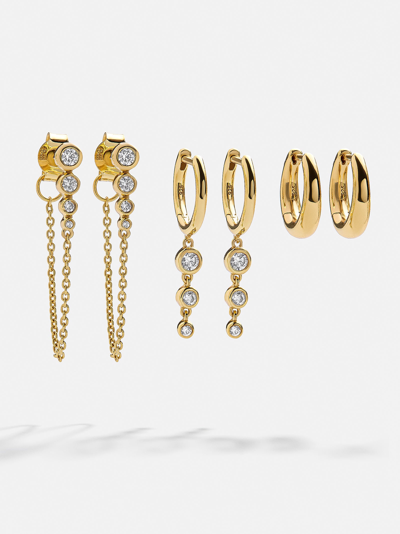Jenelle 18K Gold Earring Set - Gold/Pav??