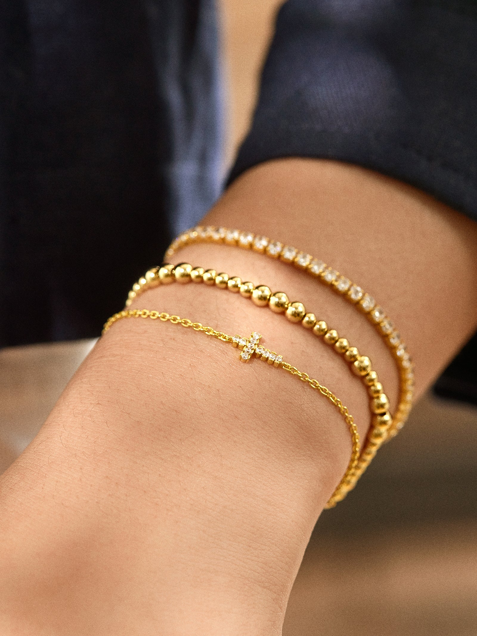 18K Gold Agape Bracelet - Cross - Image 2