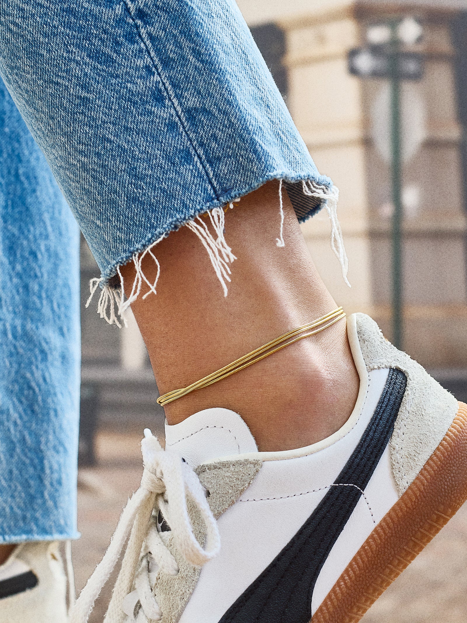 Gemma Waterproof Layered Anklet - Gold - Image 2