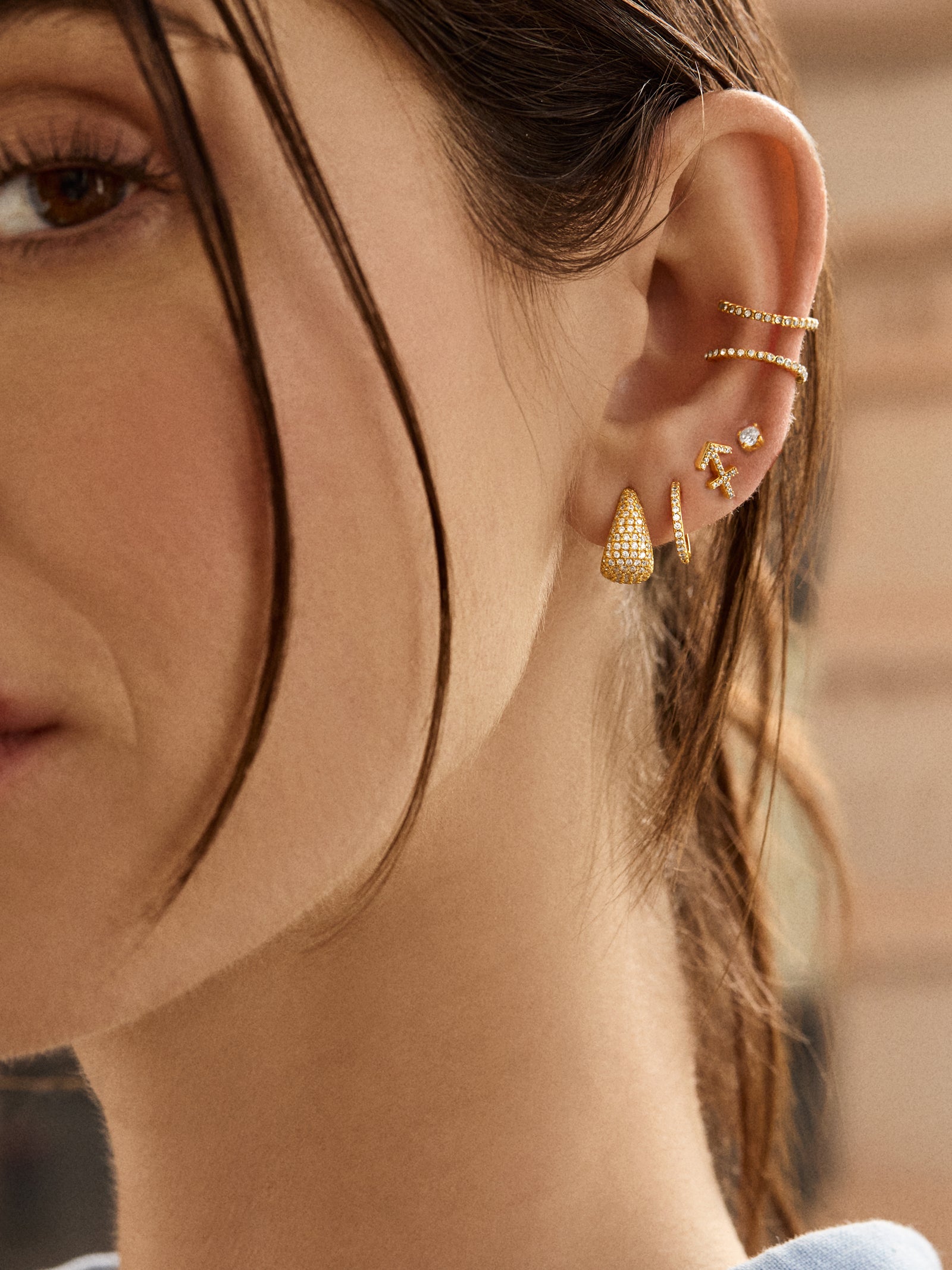 18K Gold Zodiac Earrings - 18K Gold. Pav?? Cubic Zirconia Stones - Image 16