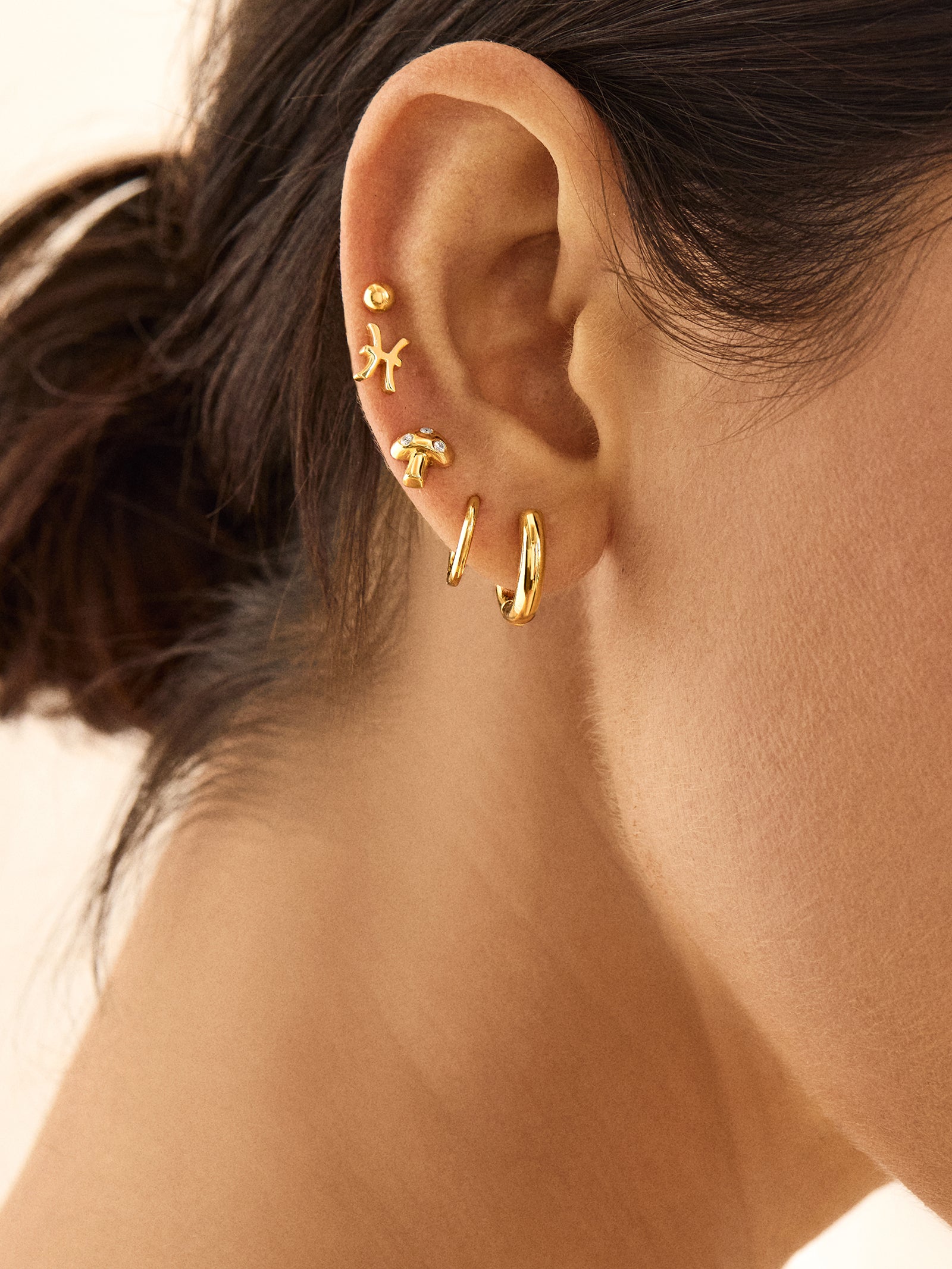18K Gold Just For Fun Earrings - Mushroom - Image 2