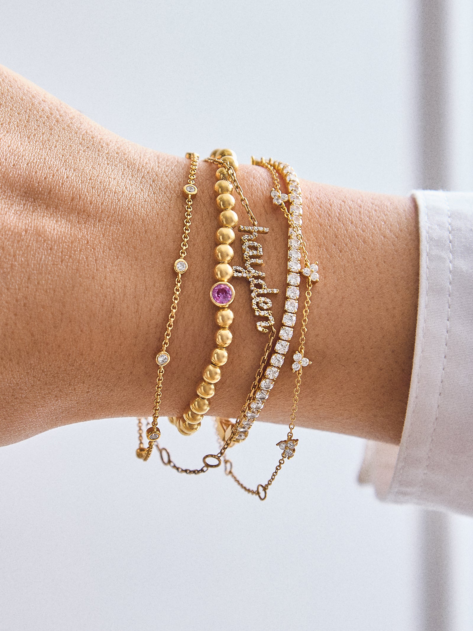 18K Gold Birthstone Pisa Bracelet - Blue Zircon - Image 2