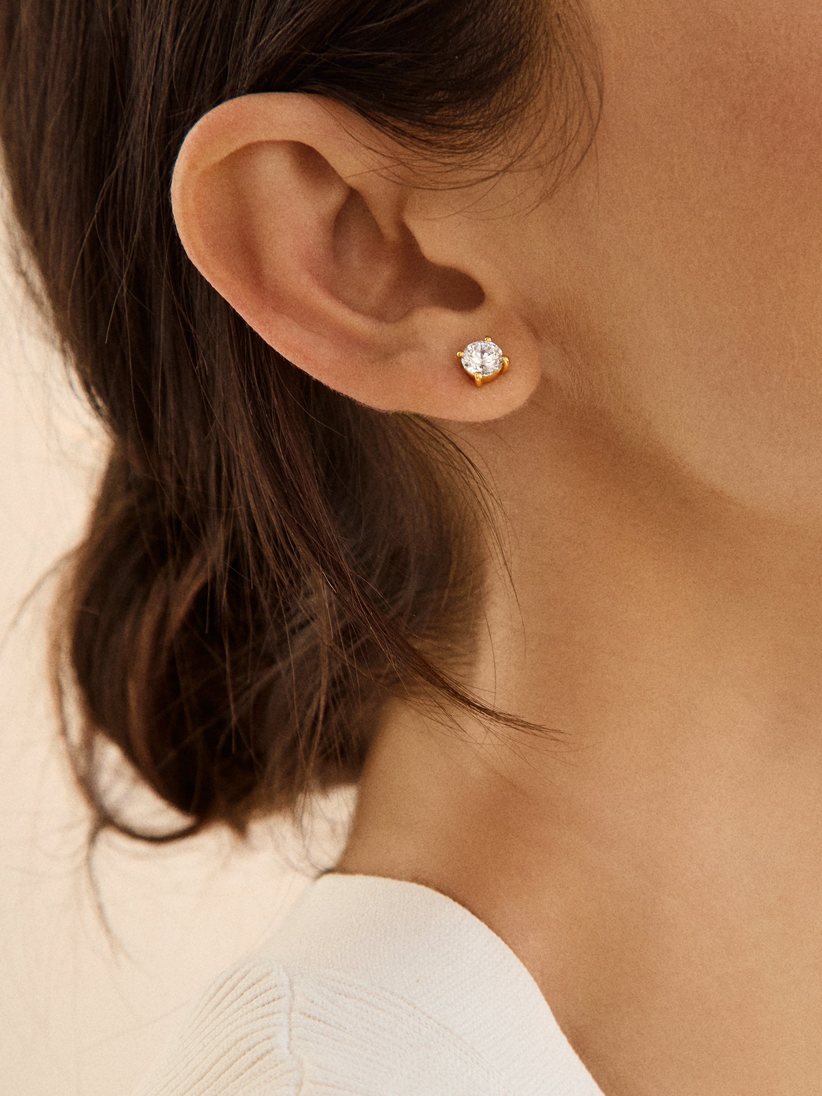 Debra 18K Gold Earrings - 6MM Debra Earring - Image 2