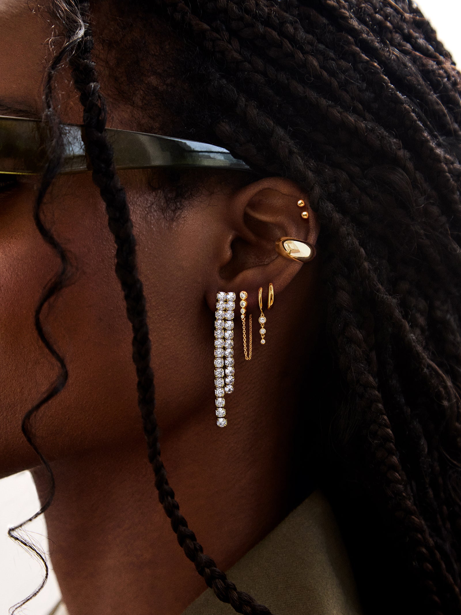 Frankie 18K Gold Earrings - Gold/Pav?? - Image 2
