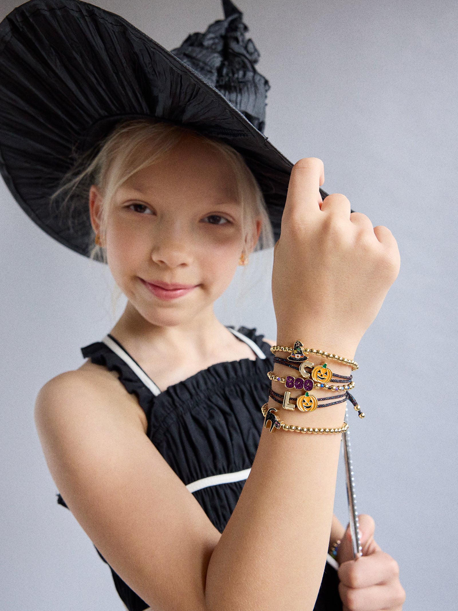 Kids' Halloween Initial Bracelet - Black/Orange - Image 2
