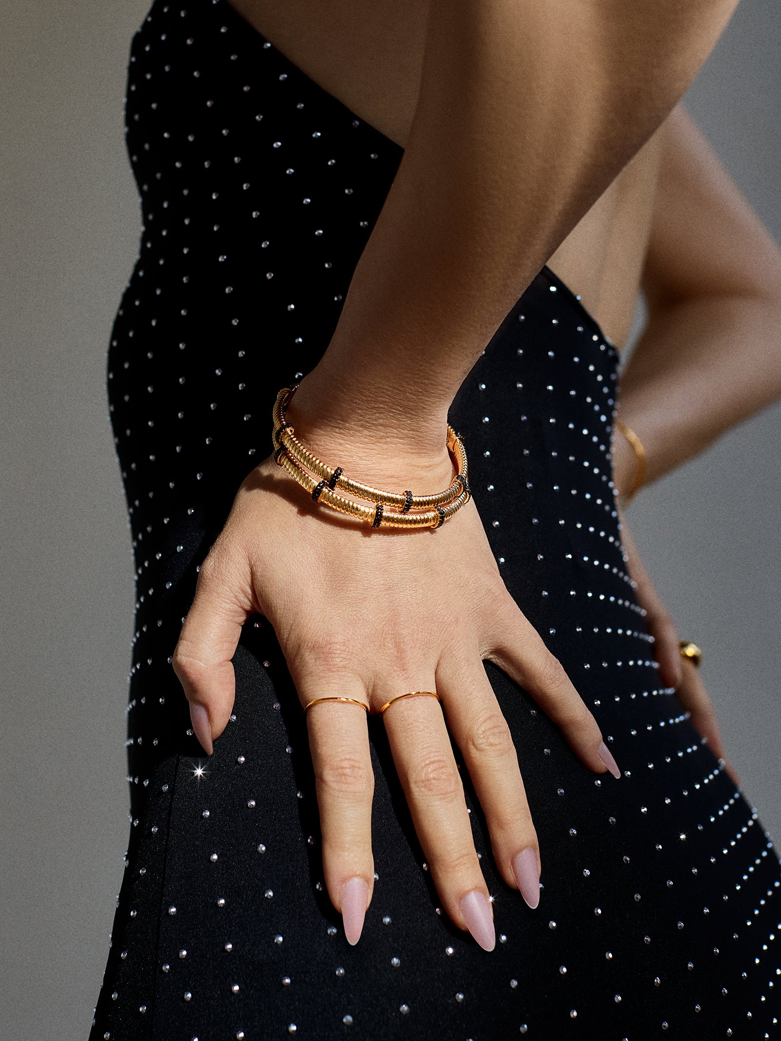 Eve Cuff Bracelet - Gold/Black - Image 2
