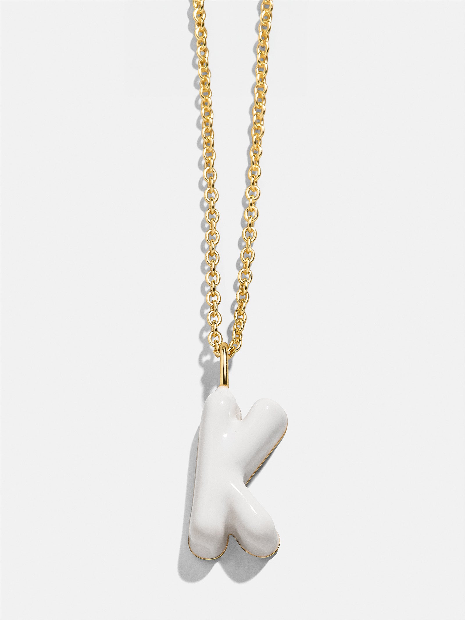 Mini Bubble Initial Enamel Necklace - White - Image 3