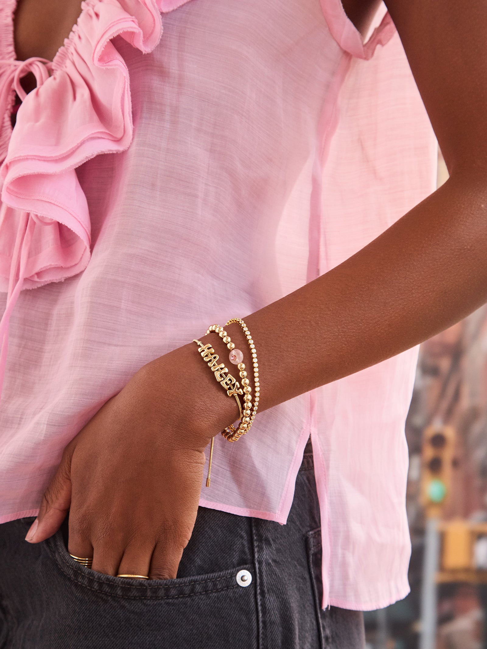 Semi-Precious Birthstone Pisa Bracelet - Crystal - Image 2