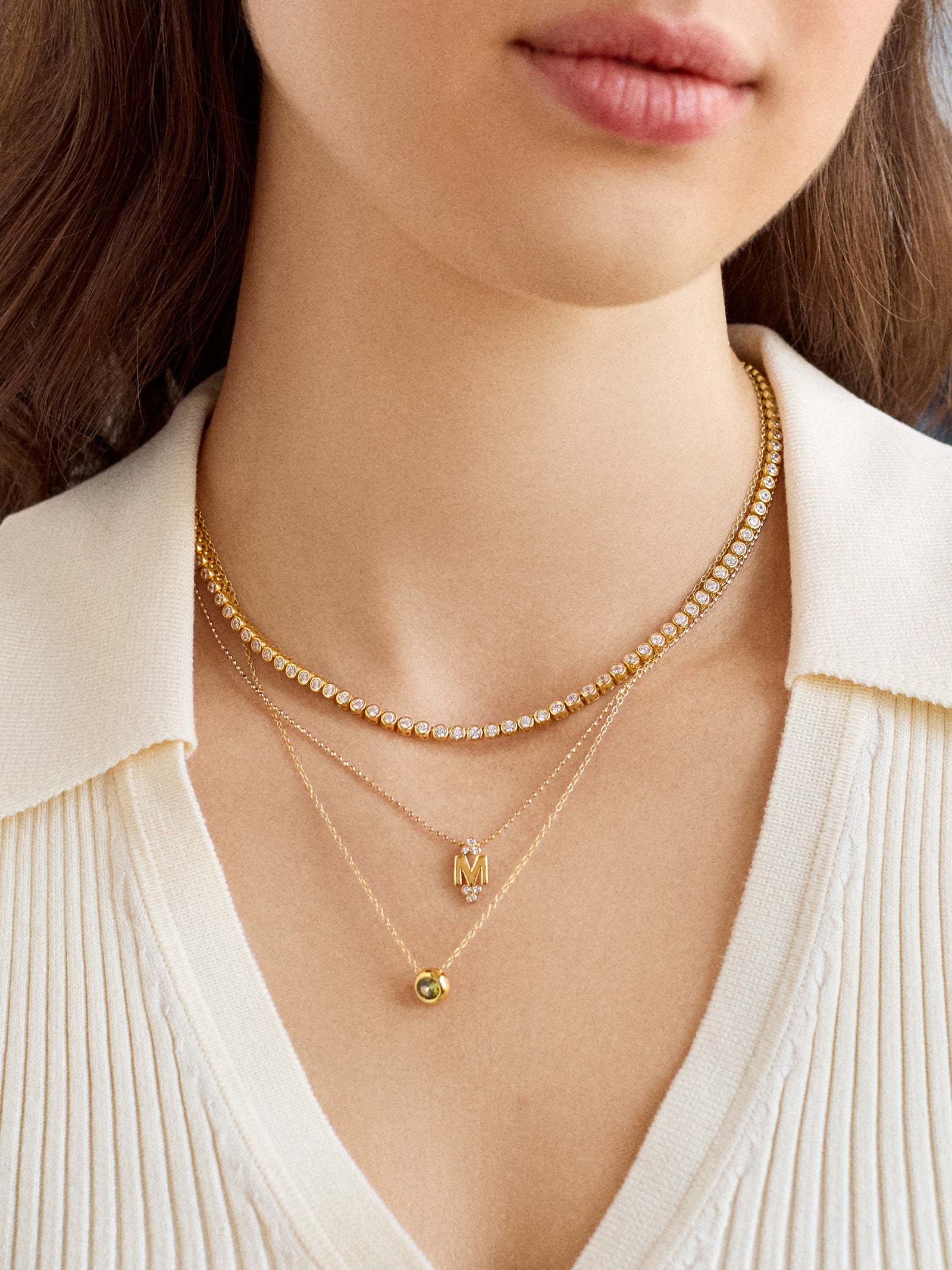 Initial Triad Necklace - Gold/Pav?? - Image 2