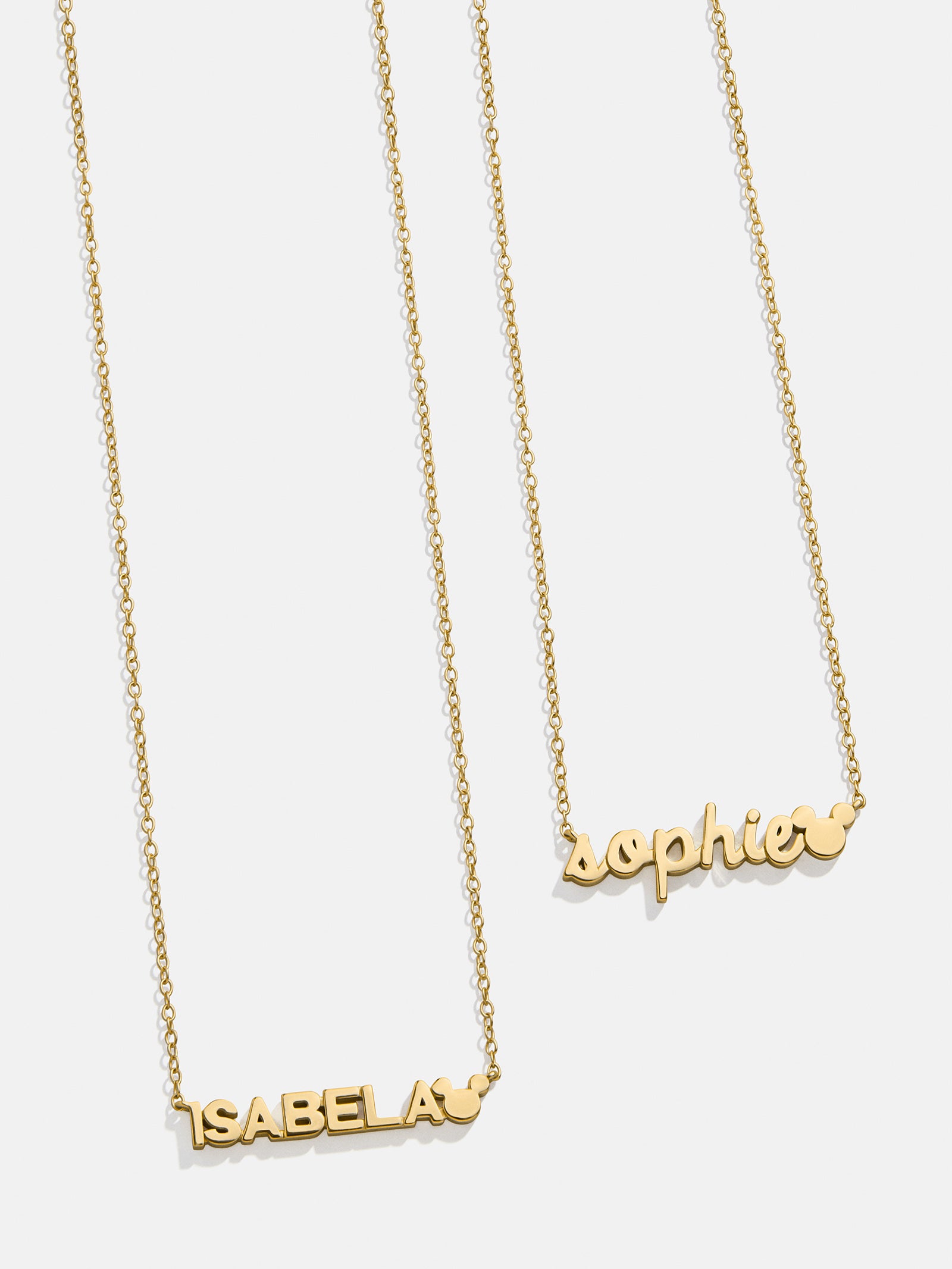 Disney Mickey Mouse 18K Gold Plated Sterling Silver Custom Nameplate Necklace - Gold/Pavé - Image 2
