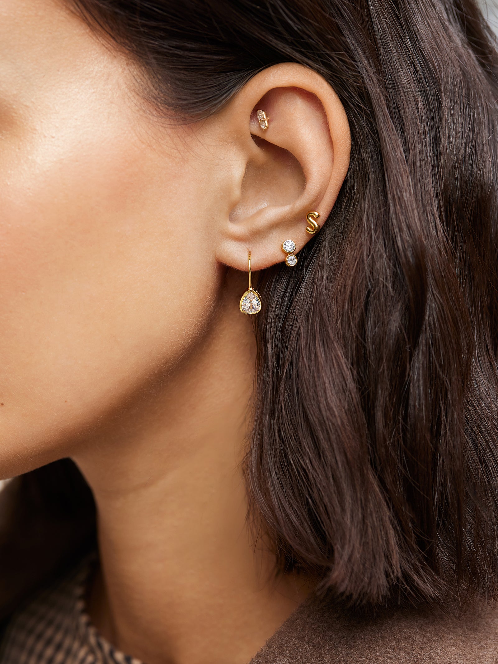 Drew 18K Gold Earrings - Gold/Pav?? - Image 2