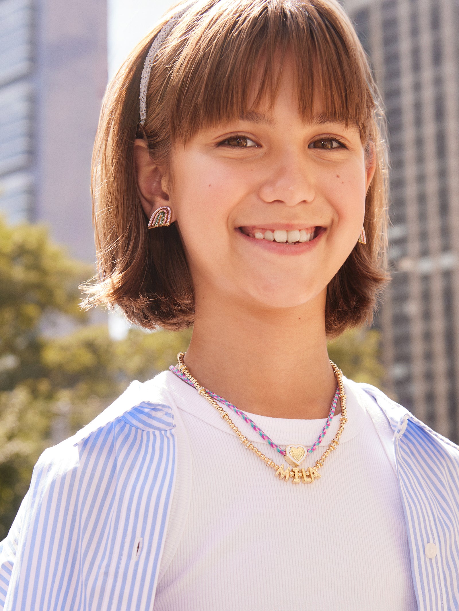 Pisa Kids' Custom Nameplate Necklace - Gold - Image 2