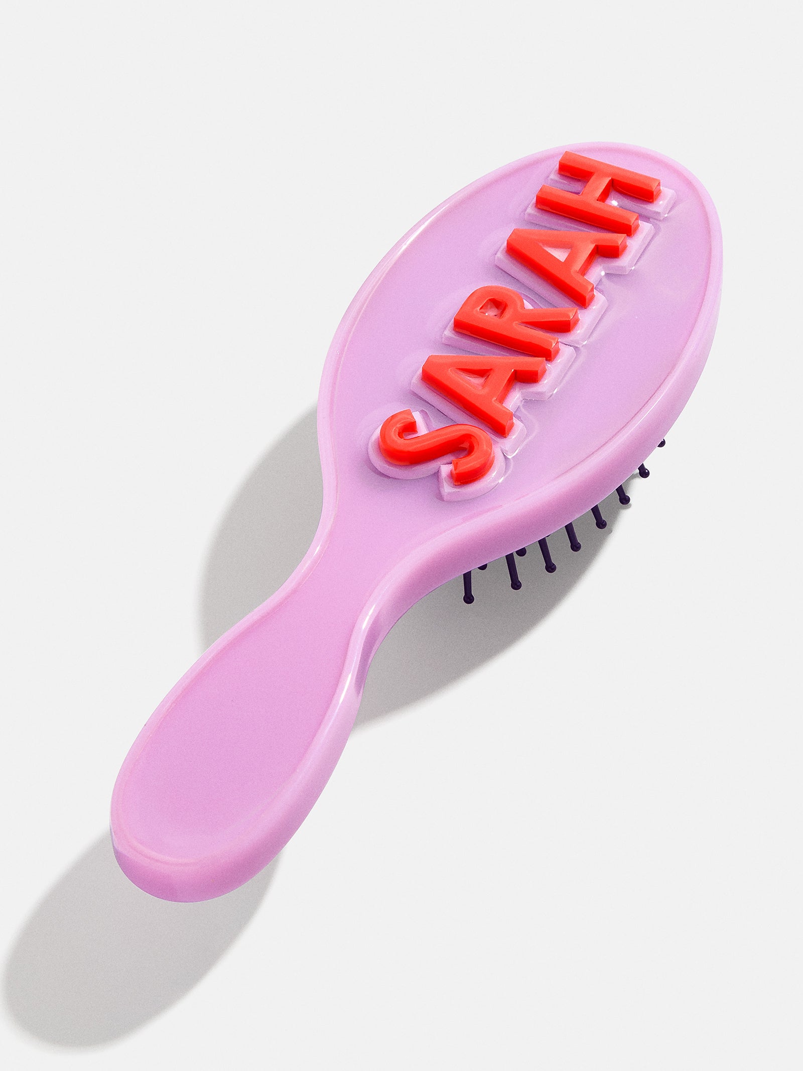 Mini Block Font Custom Hair Brush - Light Purple/Red