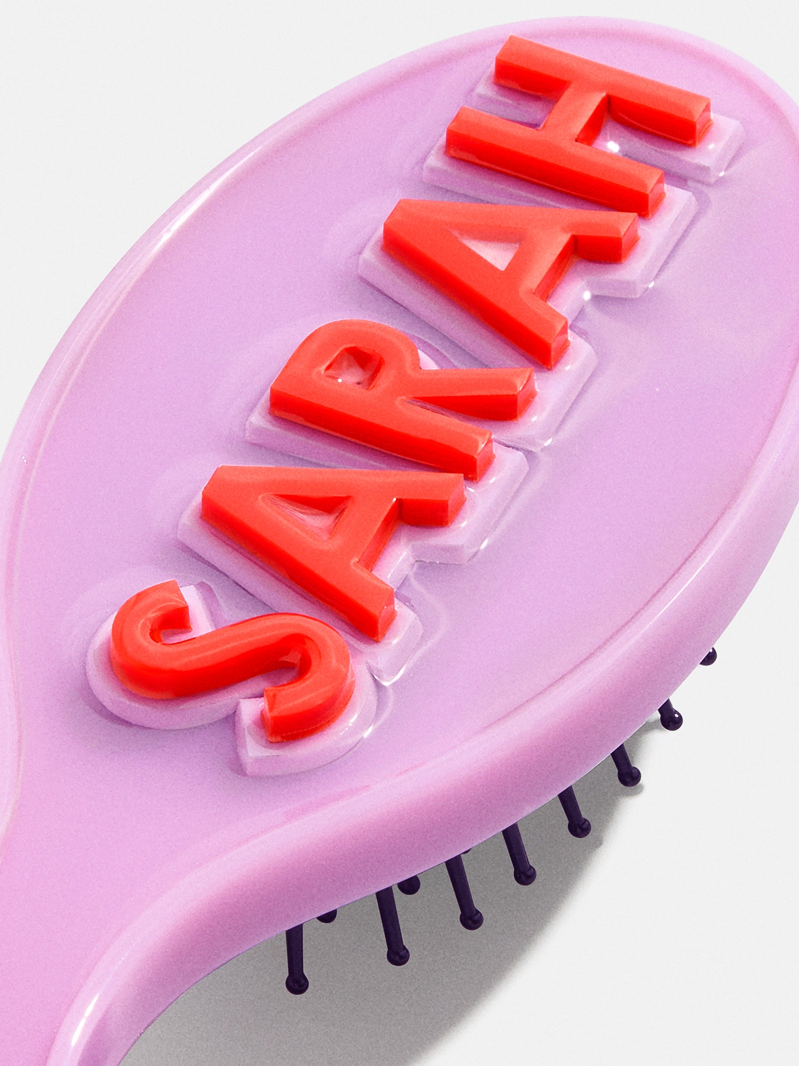 Mini Block Font Custom Hair Brush - Light Purple/Red - Image 3