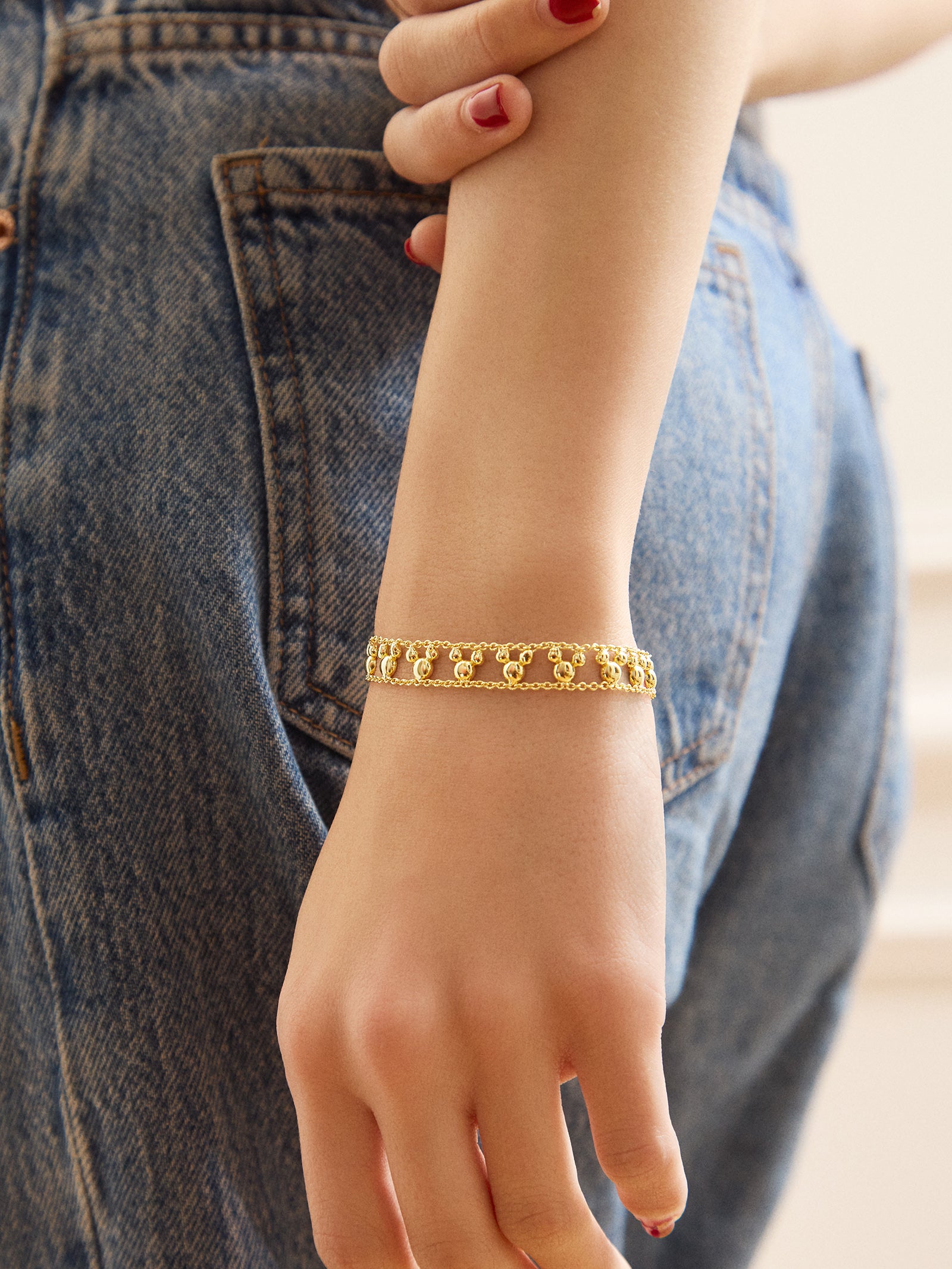 Disney Mickey Mouse Repeating Slider Bracelet - Gold - Image 2