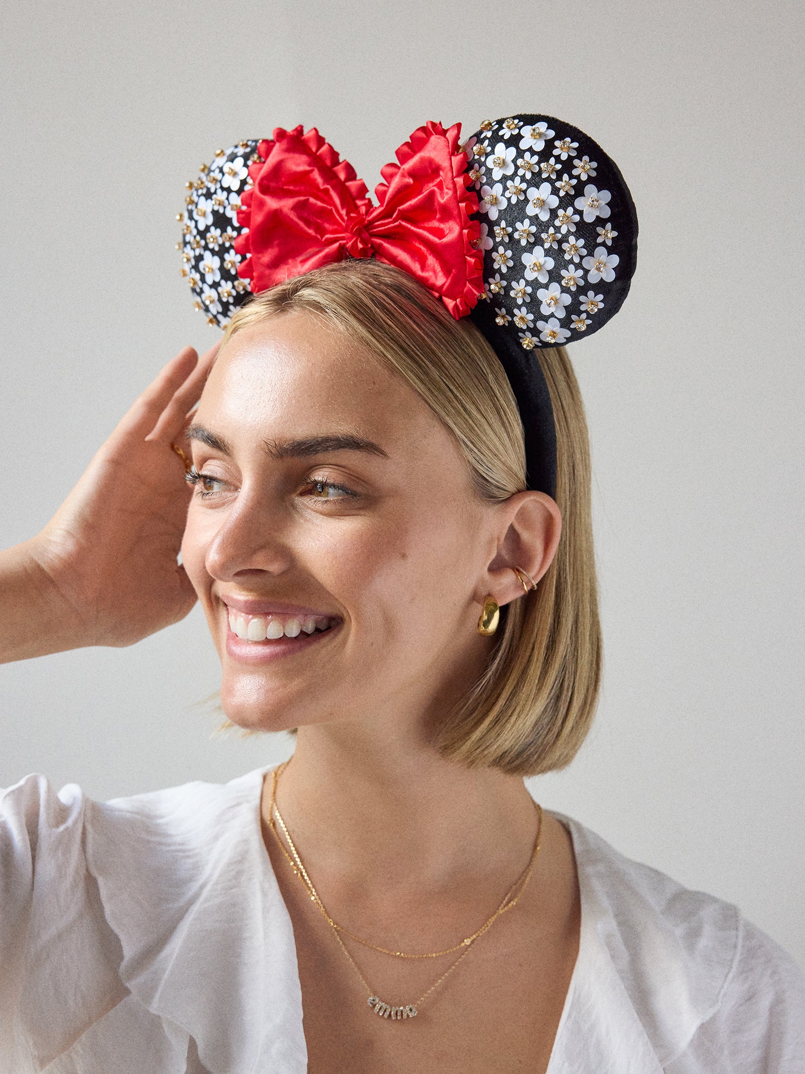 Disney Minnie Mouse White Floral Ears Headband - Minnie Mouse White Floral Ears - Image 2