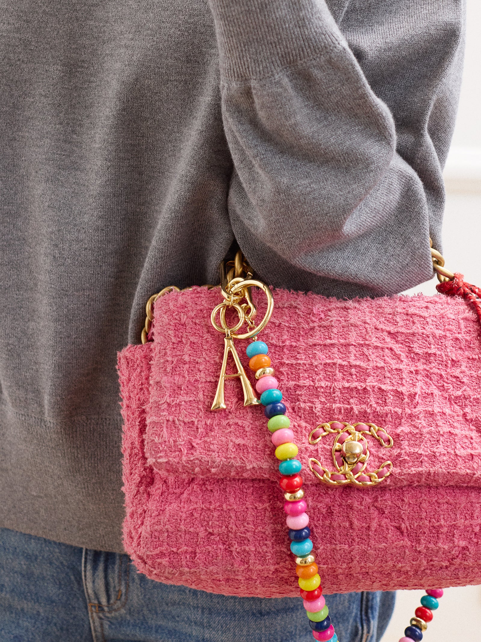 Gold Initial Enamel Bag Charm - A - Image 4