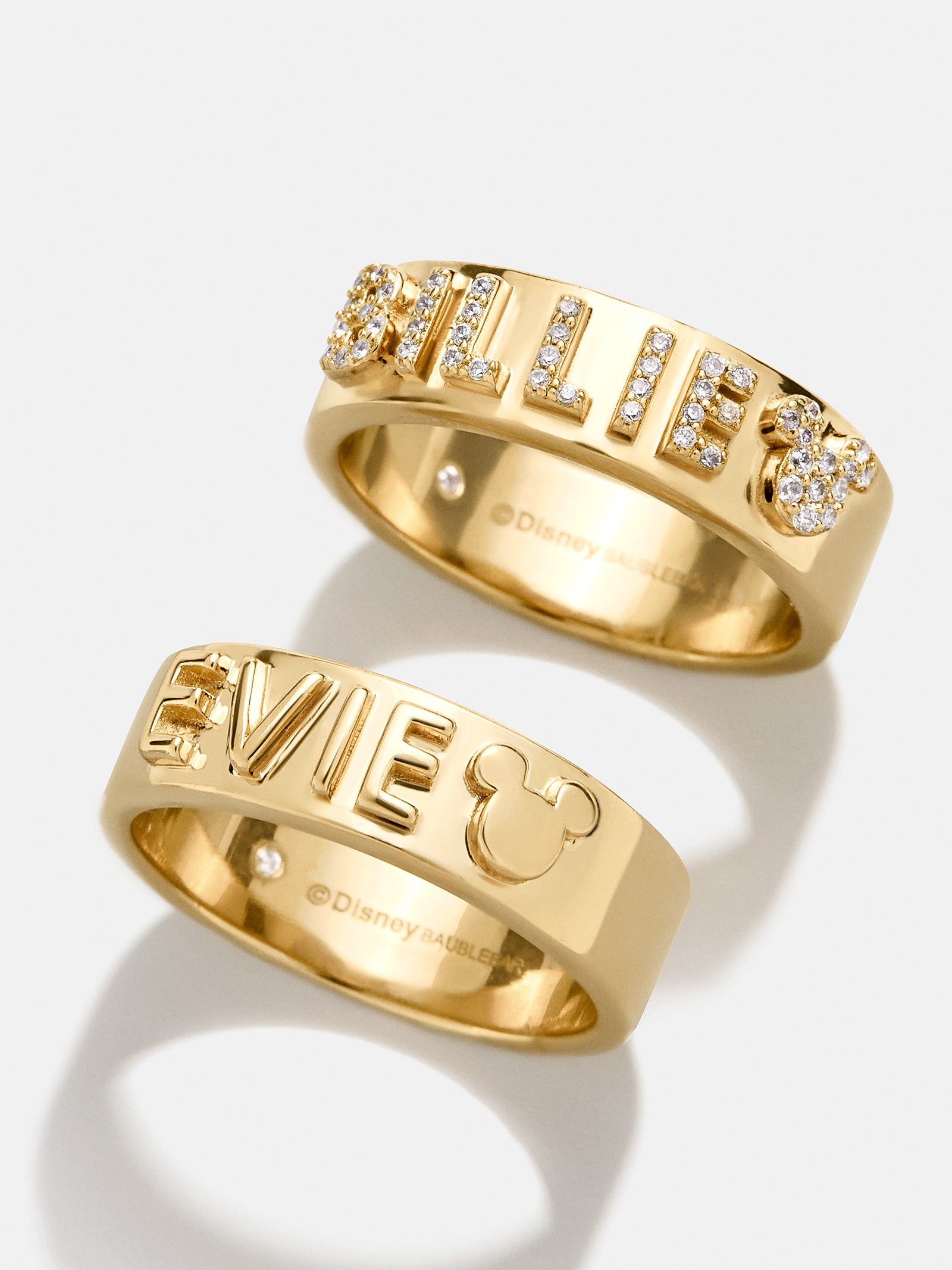 Disney 18K Gold Plated Sterling Silver Custom Block Ring - Gold/Pav?? - Image 3