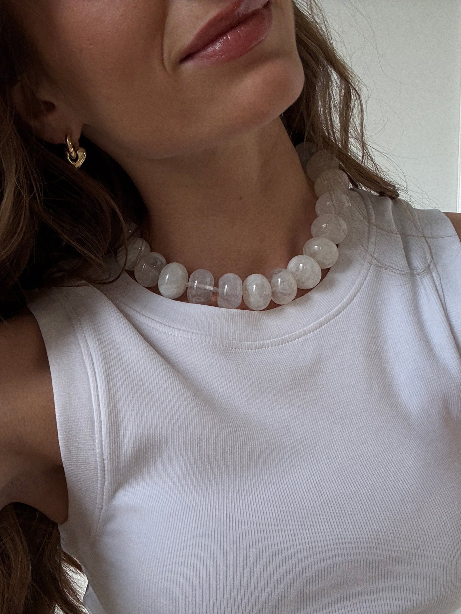 Joan Semi-Precious Necklace - White - Image 2