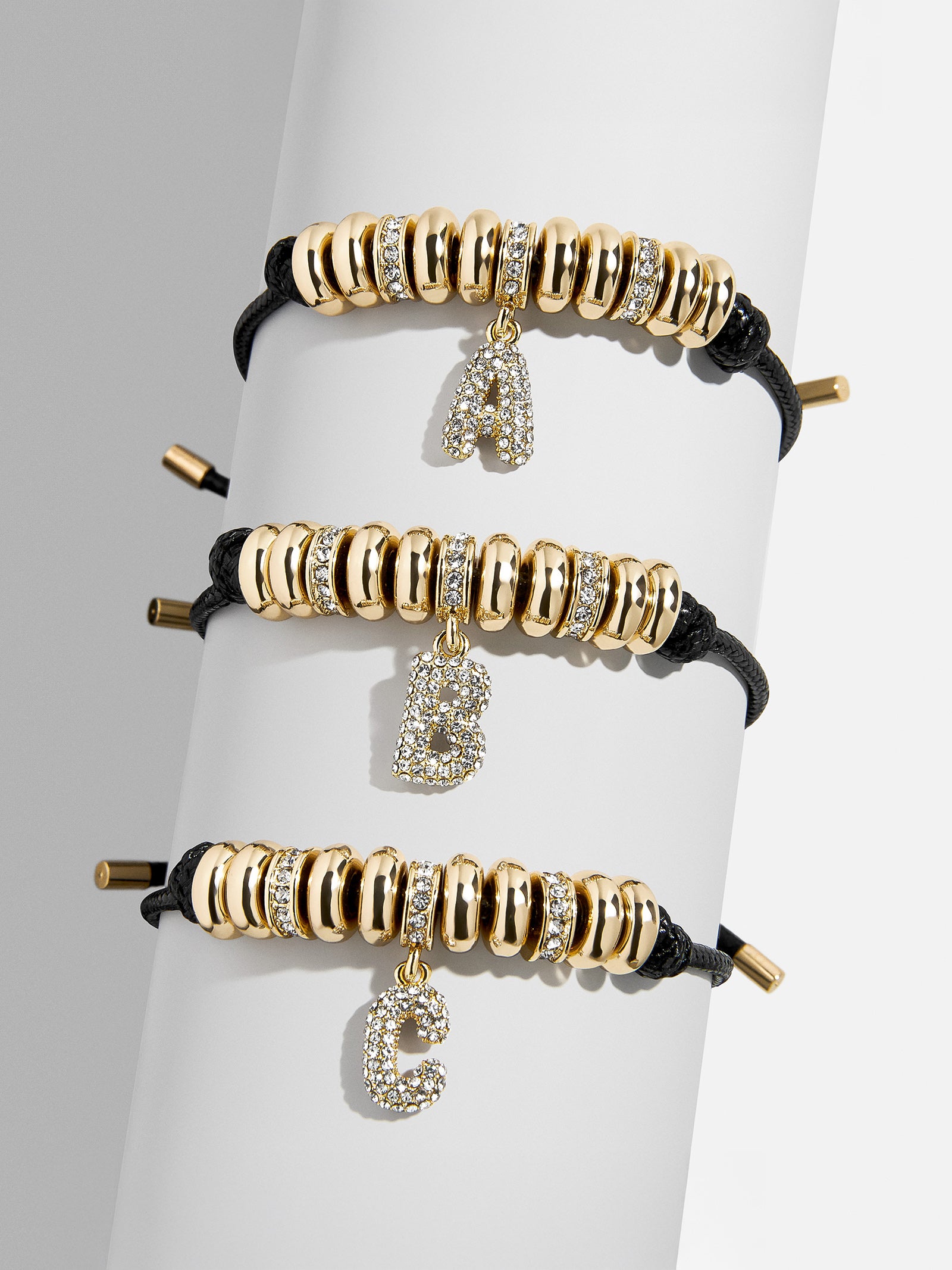 Natisha Initial Pull-Tie Bracelet - Gold/Black