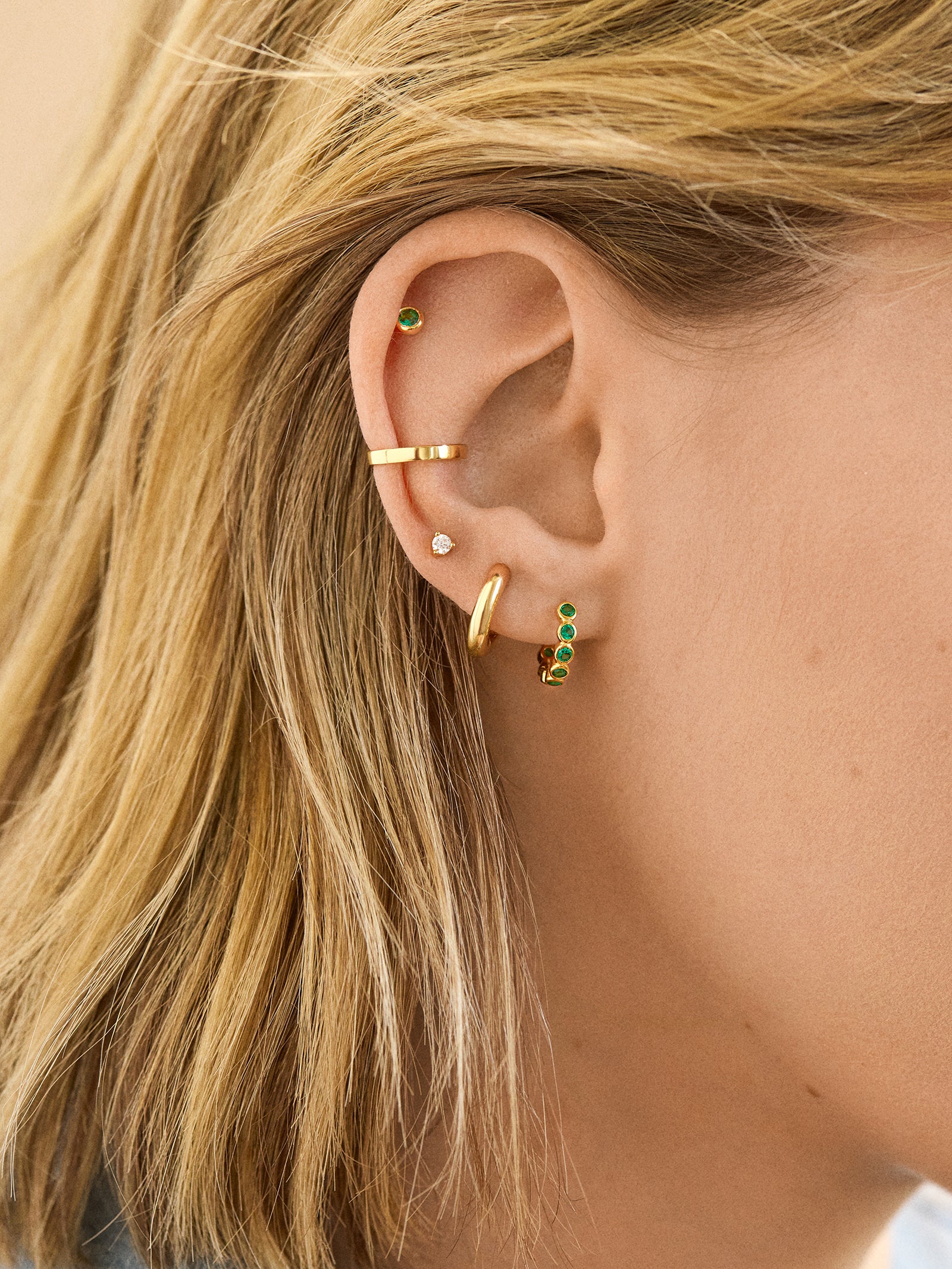 Jessica 18K Gold Birthstone Earrings - Sapphire - Image 2