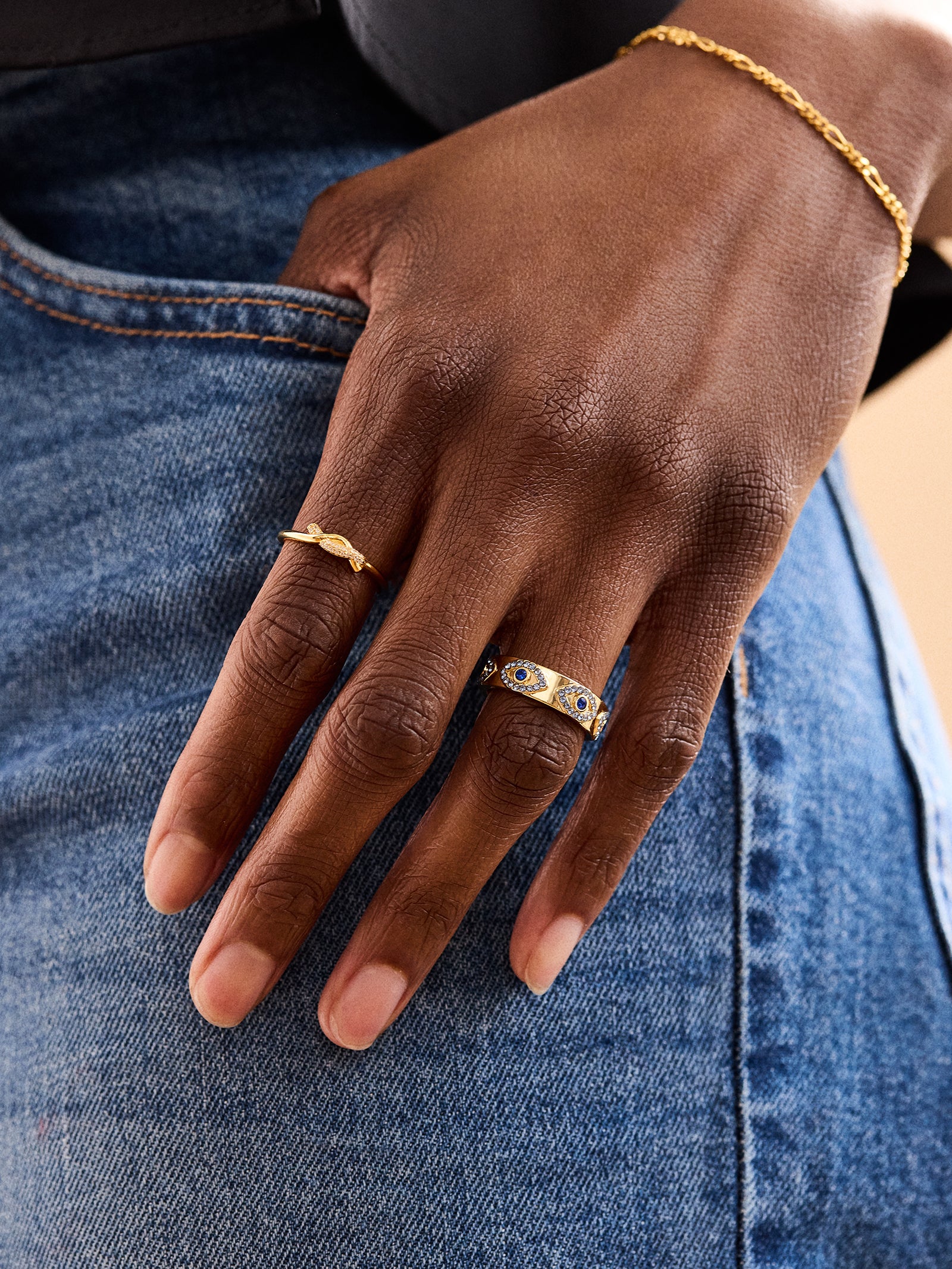Eyes On Eyes Ring - Gold/Blue - Image 2
