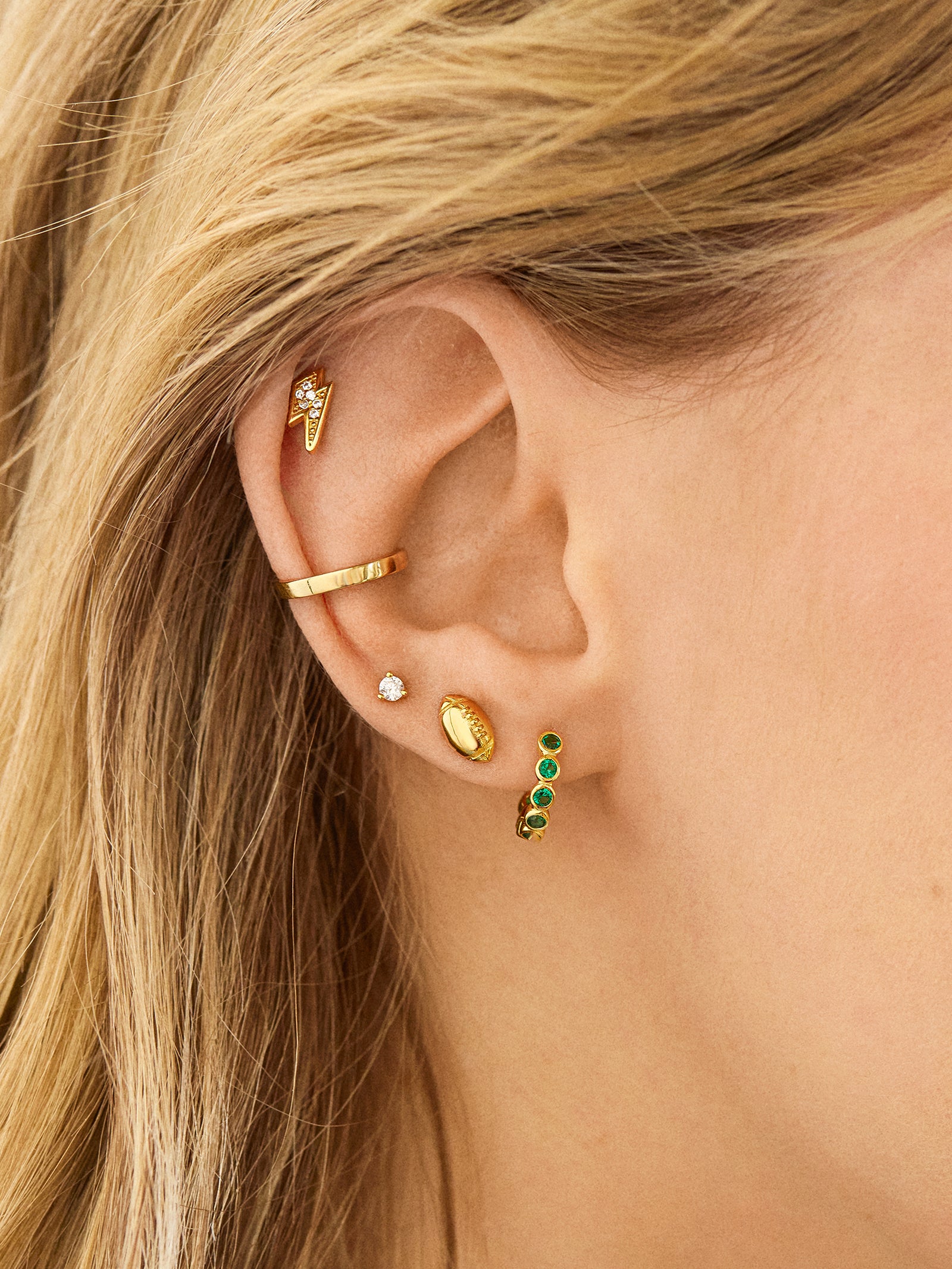 18K Gold Sports Delicate Stud - Football - Image 2